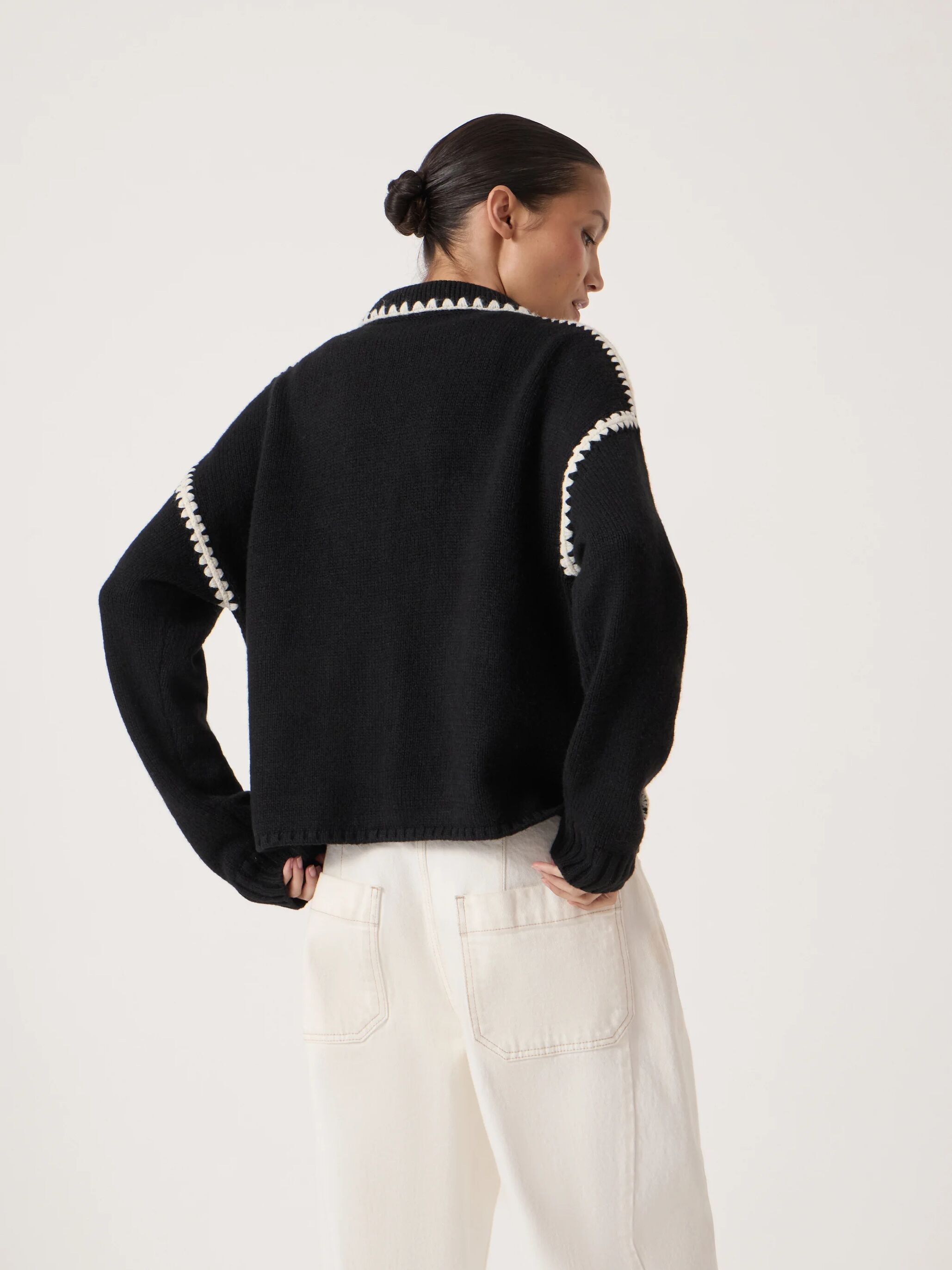 Wool Blend Whipstitch Trim Shirt Jacket