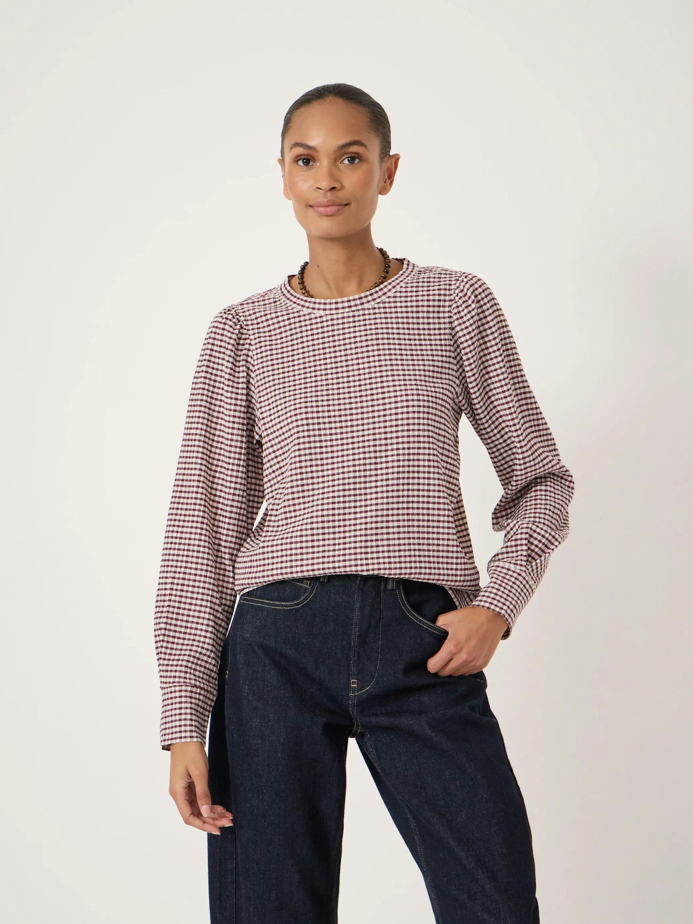 014488-4934-01 Emily Gingham Puff Sleeve Top