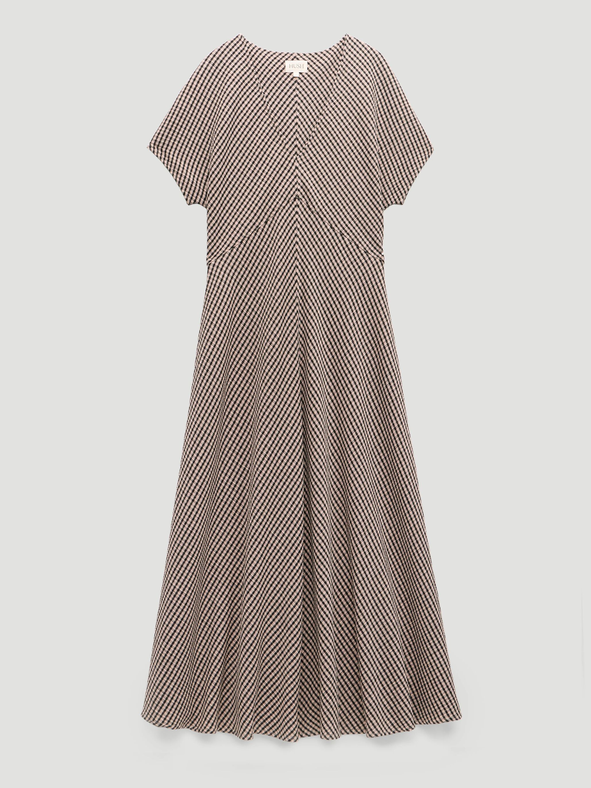 Grace Jersey Gingham Check V-Neck Maxi Dress