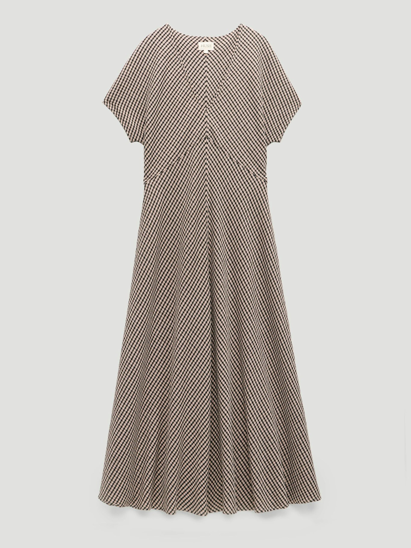 014545-0331-07 Grace Jersey Gingham Check V-Neck Maxi Dress