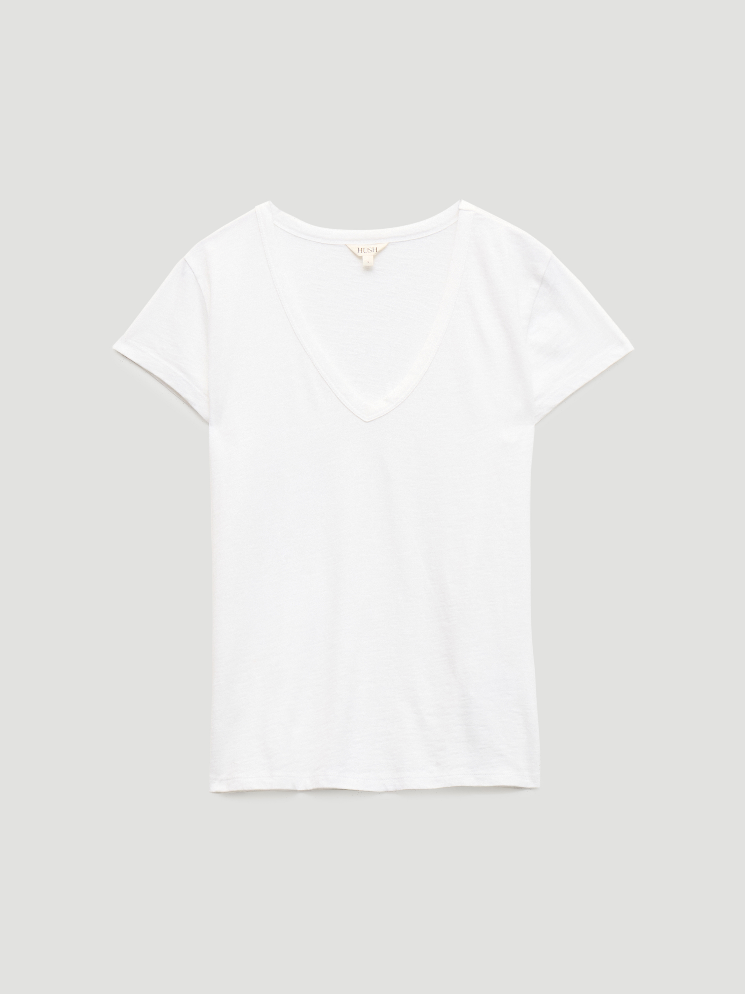 Slim Fit Slub Cotton V Neck T-Shirt