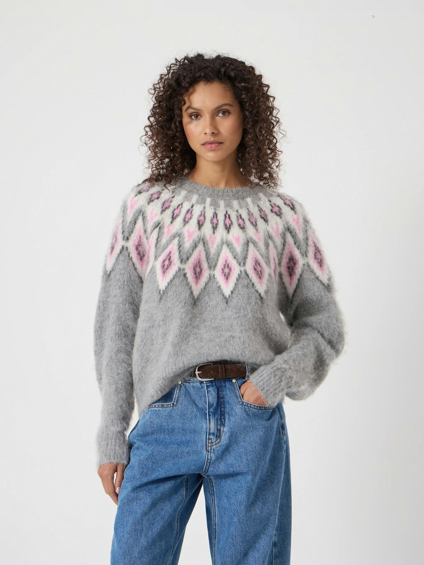 014434-2804-01 Brushed Fairisle Jumper with Mohair