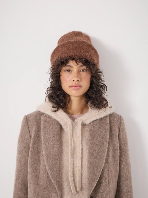 Alpaca-Blend Ribbed Beanie