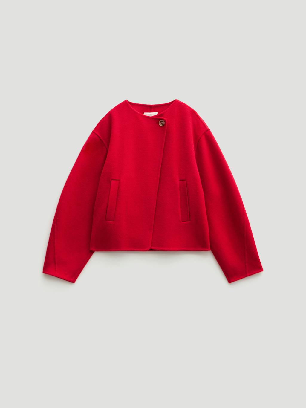 014278-0074-07 Pure Wool Double Faced Collarless Jacket