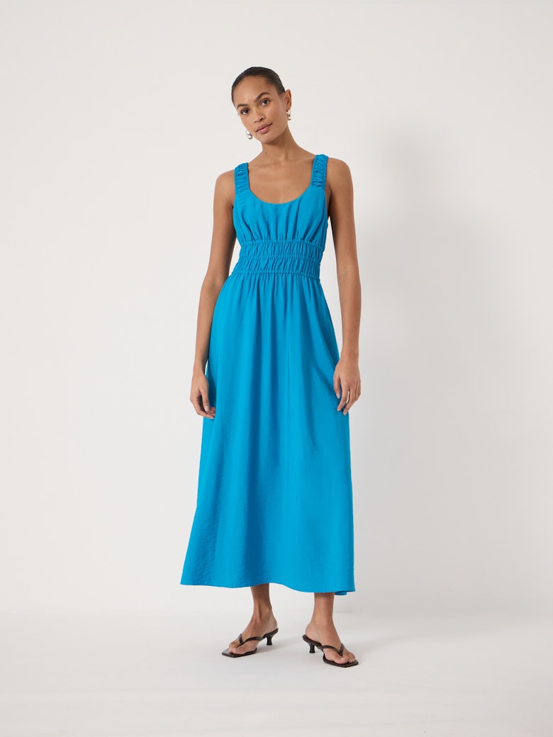 Air Flow Gathered Straps Midi Dress