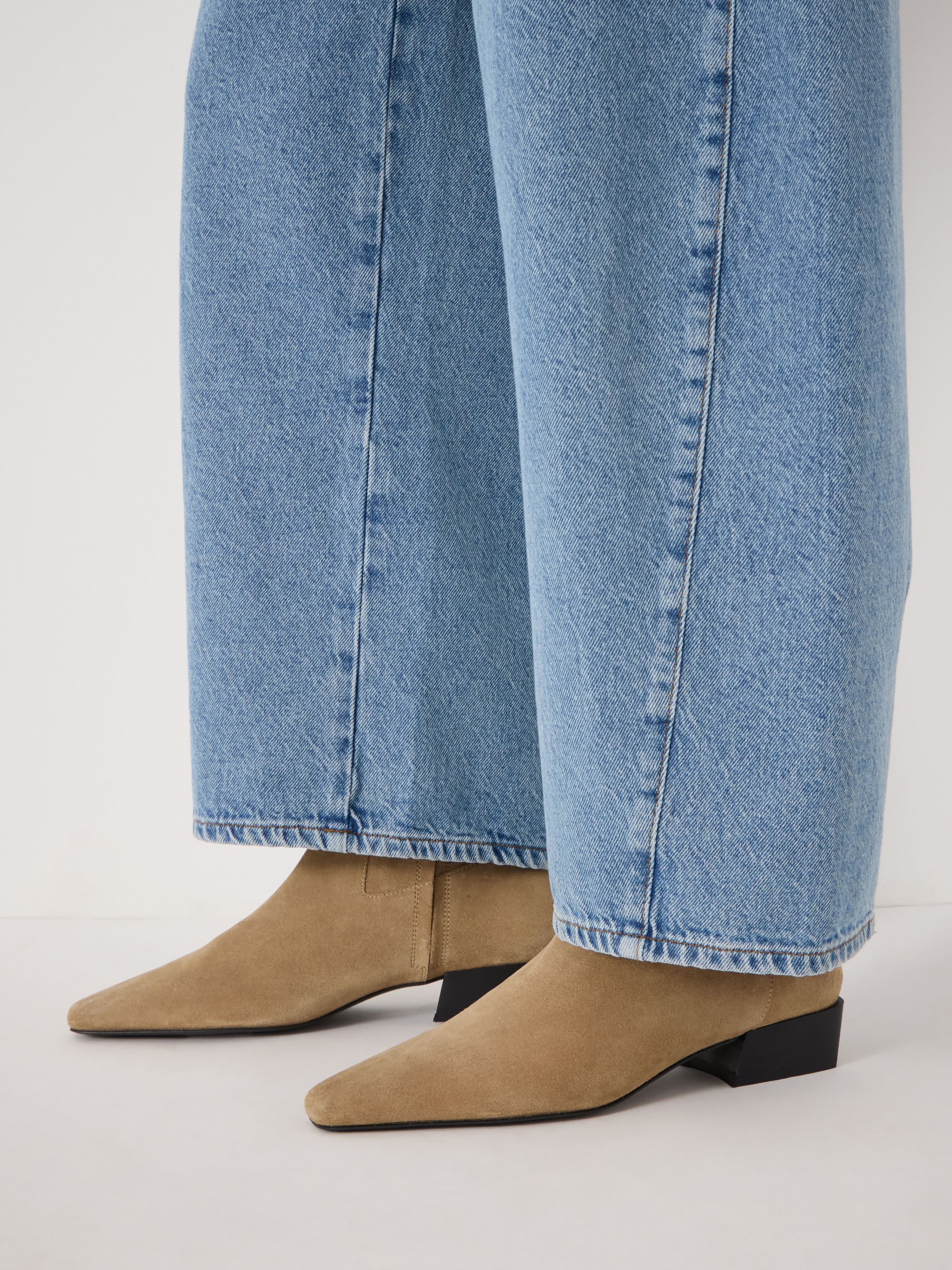 Suede Square-Toe Boots