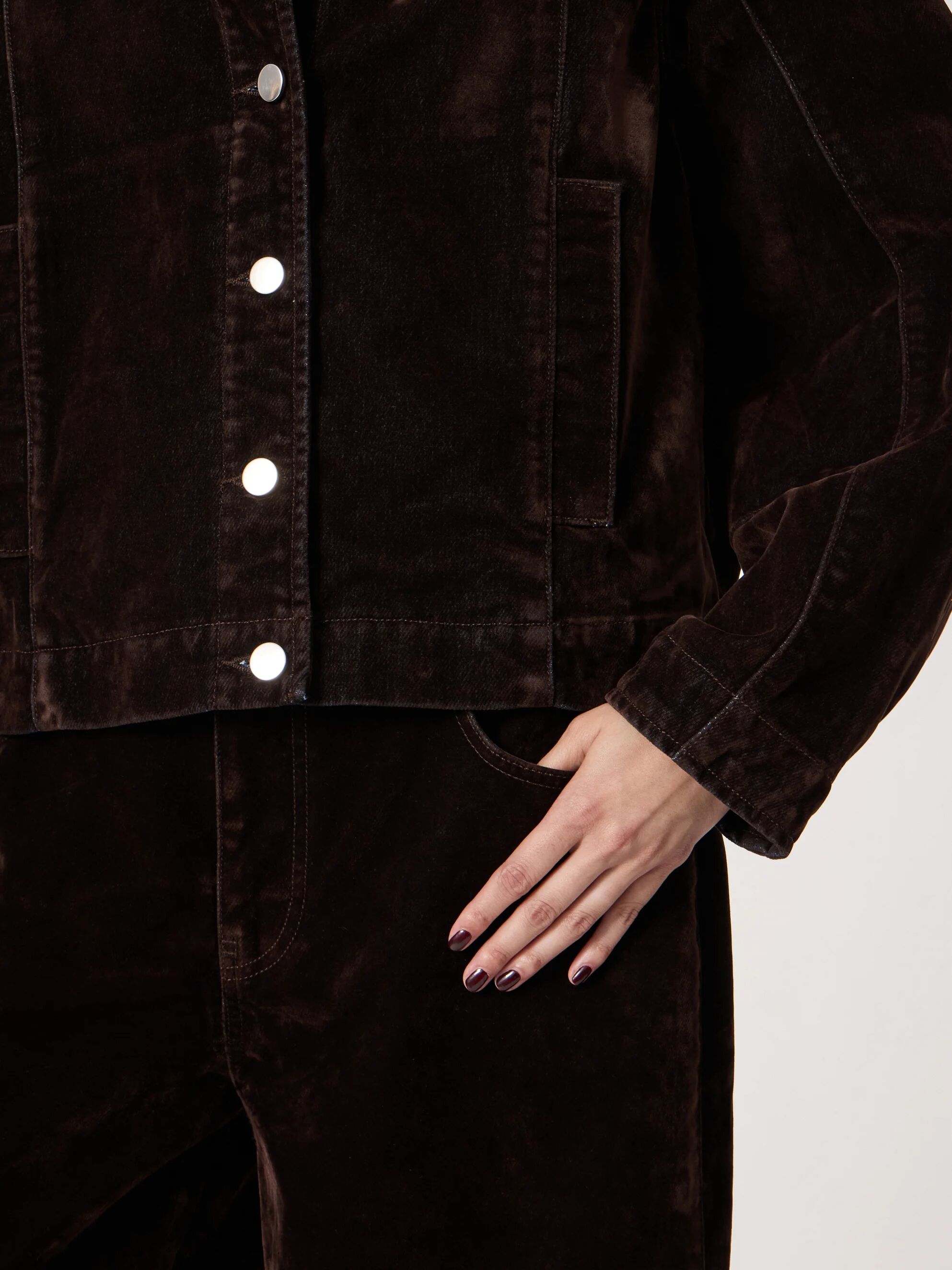 Velma Velvet Flocked Denim Jacket