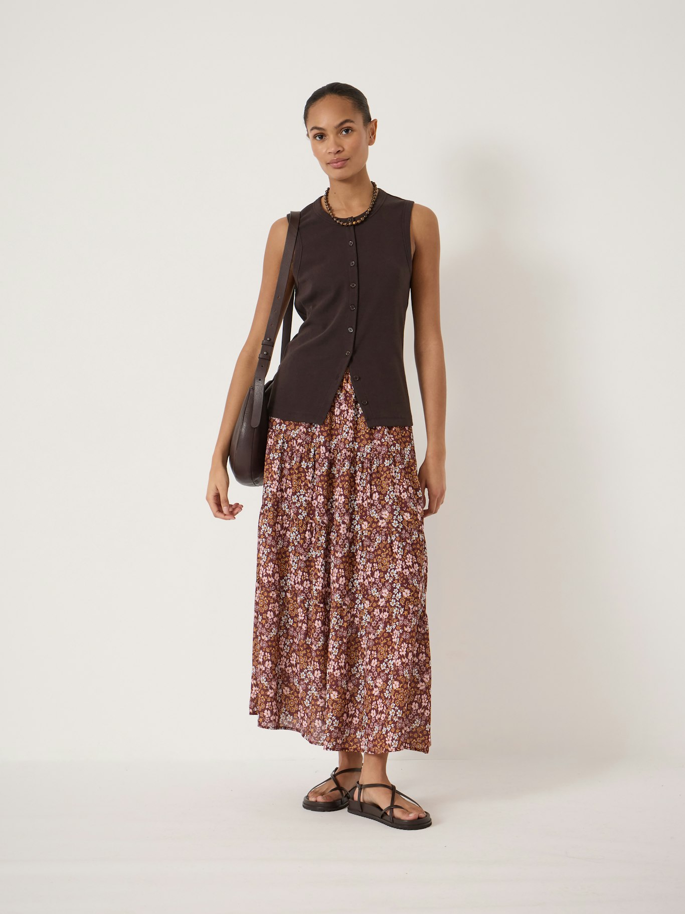 014855-4894-01 Branwen Floral Printed Chiffon Midi Skirt