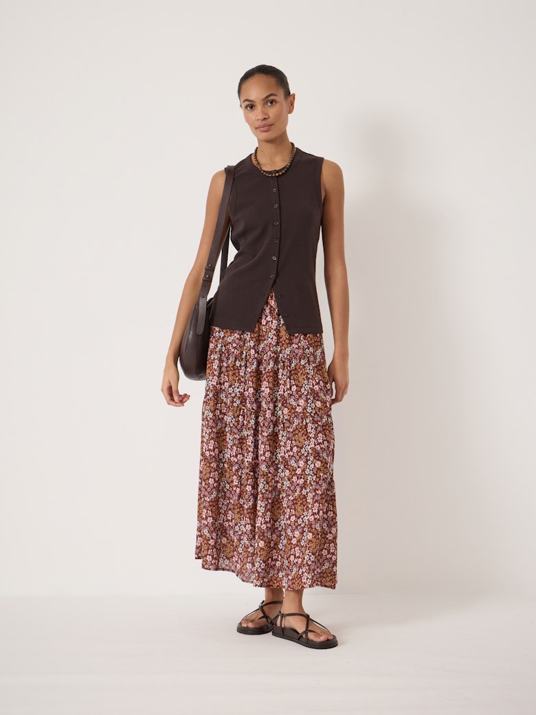 Branwen Floral Printed Chiffon Midi Skirt