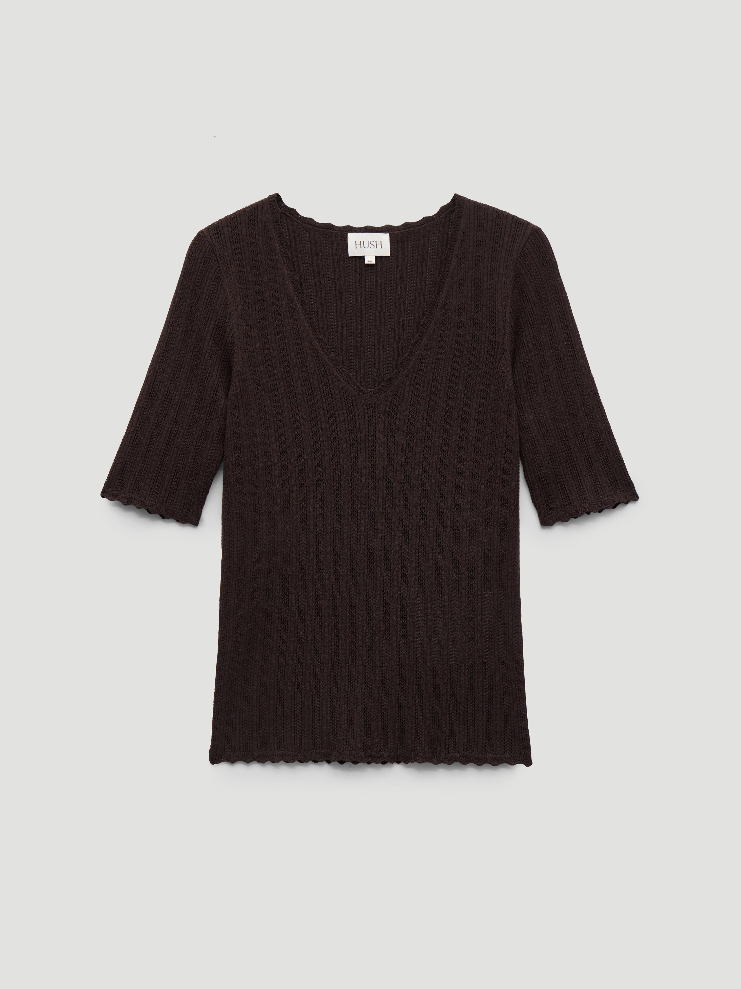 Fine Pointelle Short Sleeve Knitted T-shirt