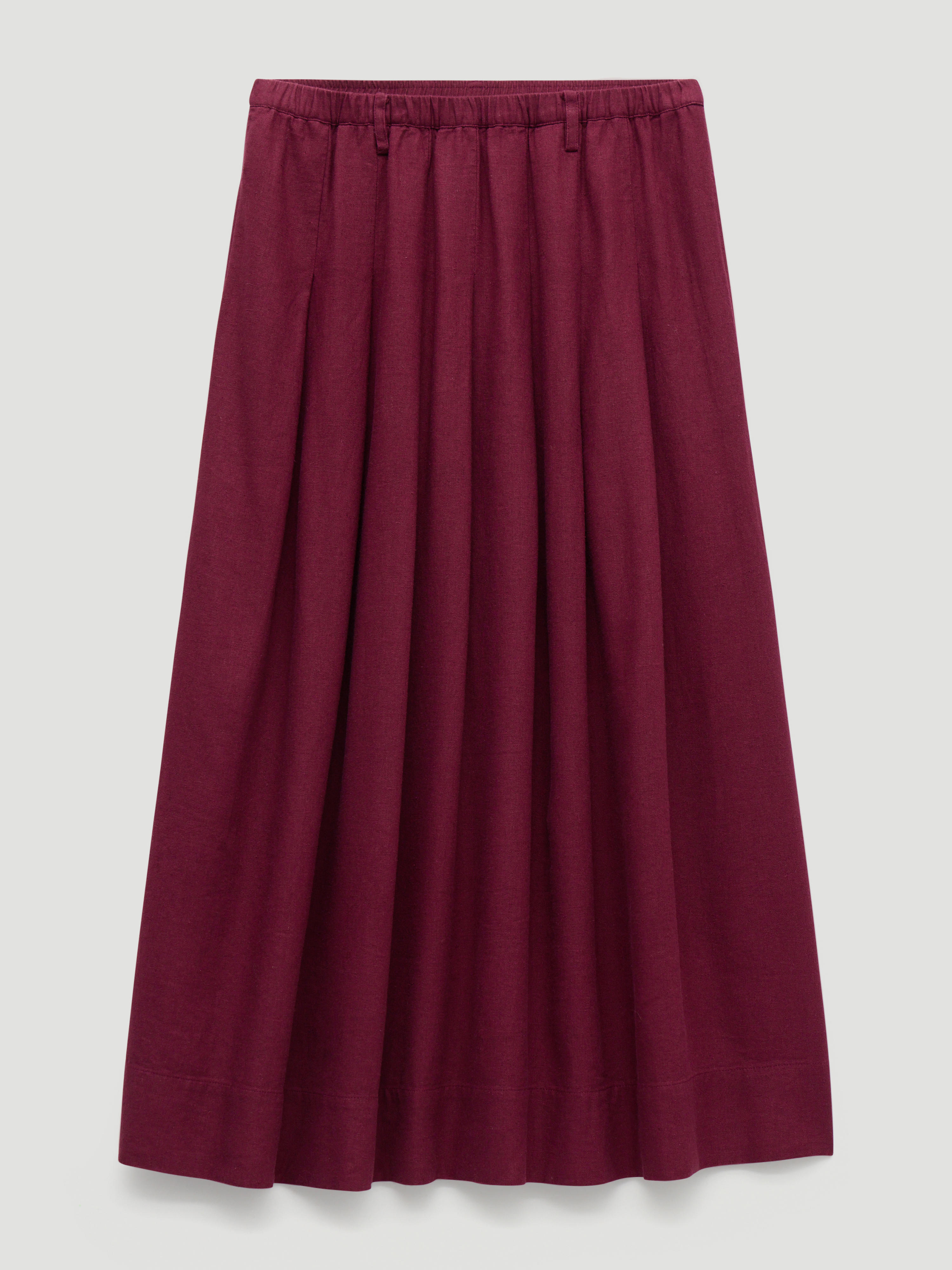 Ivy Pleated Linen Blend Midi Skirt