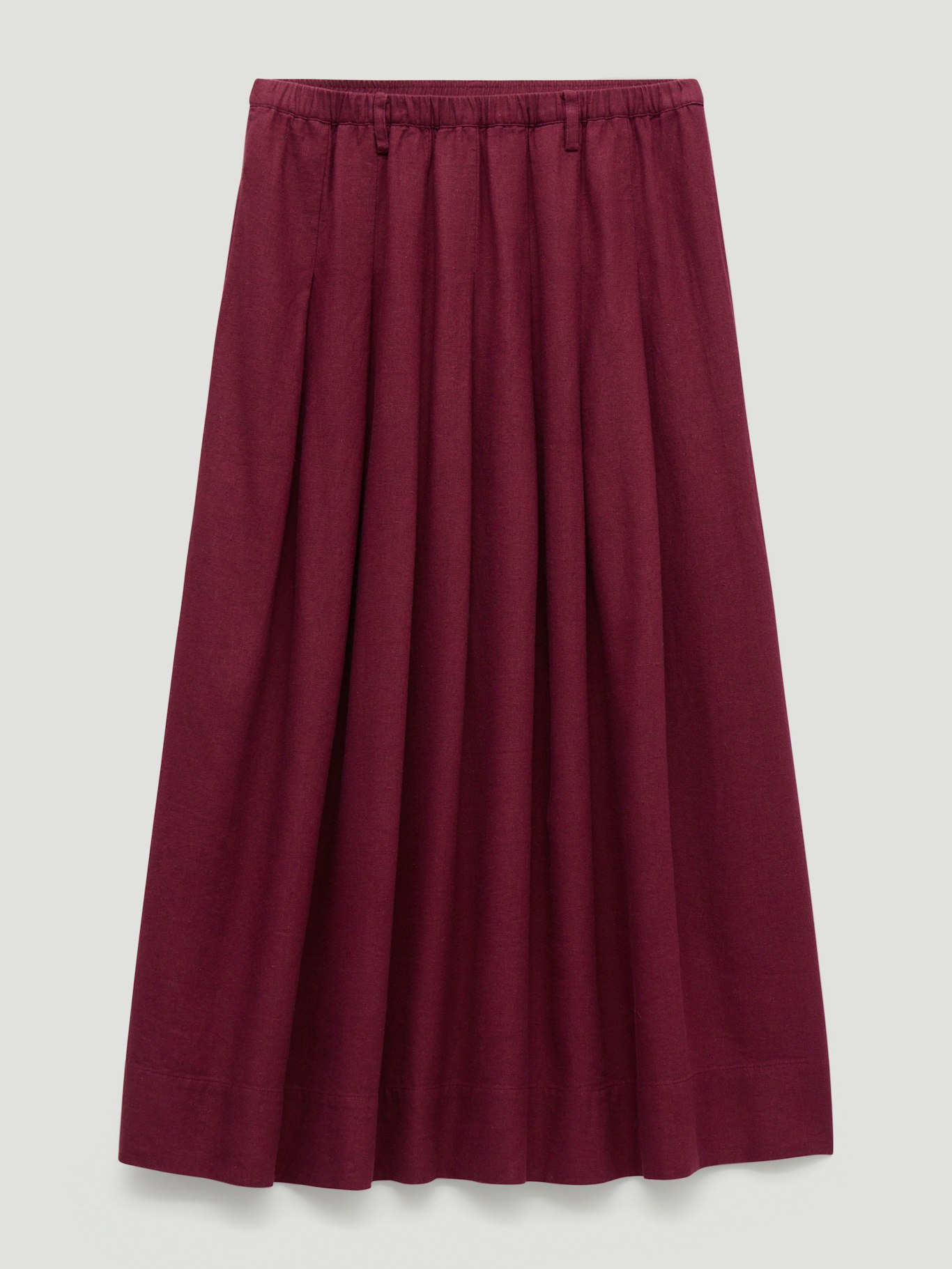 012960-3278-07 Ivy Pleated Linen Blend Midi Skirt