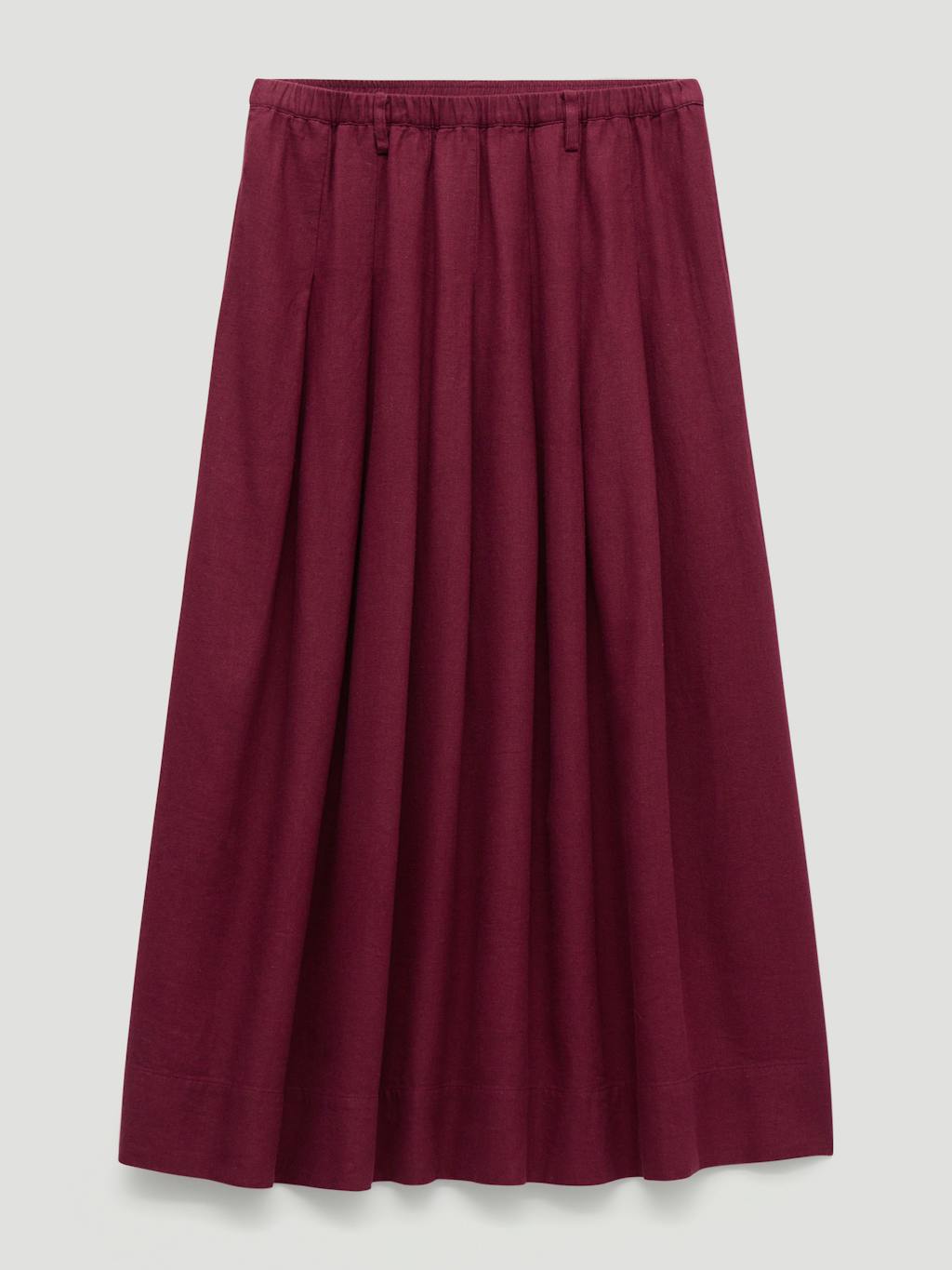 012960-3278-07 Ivy Pleated Linen Blend Midi Skirt