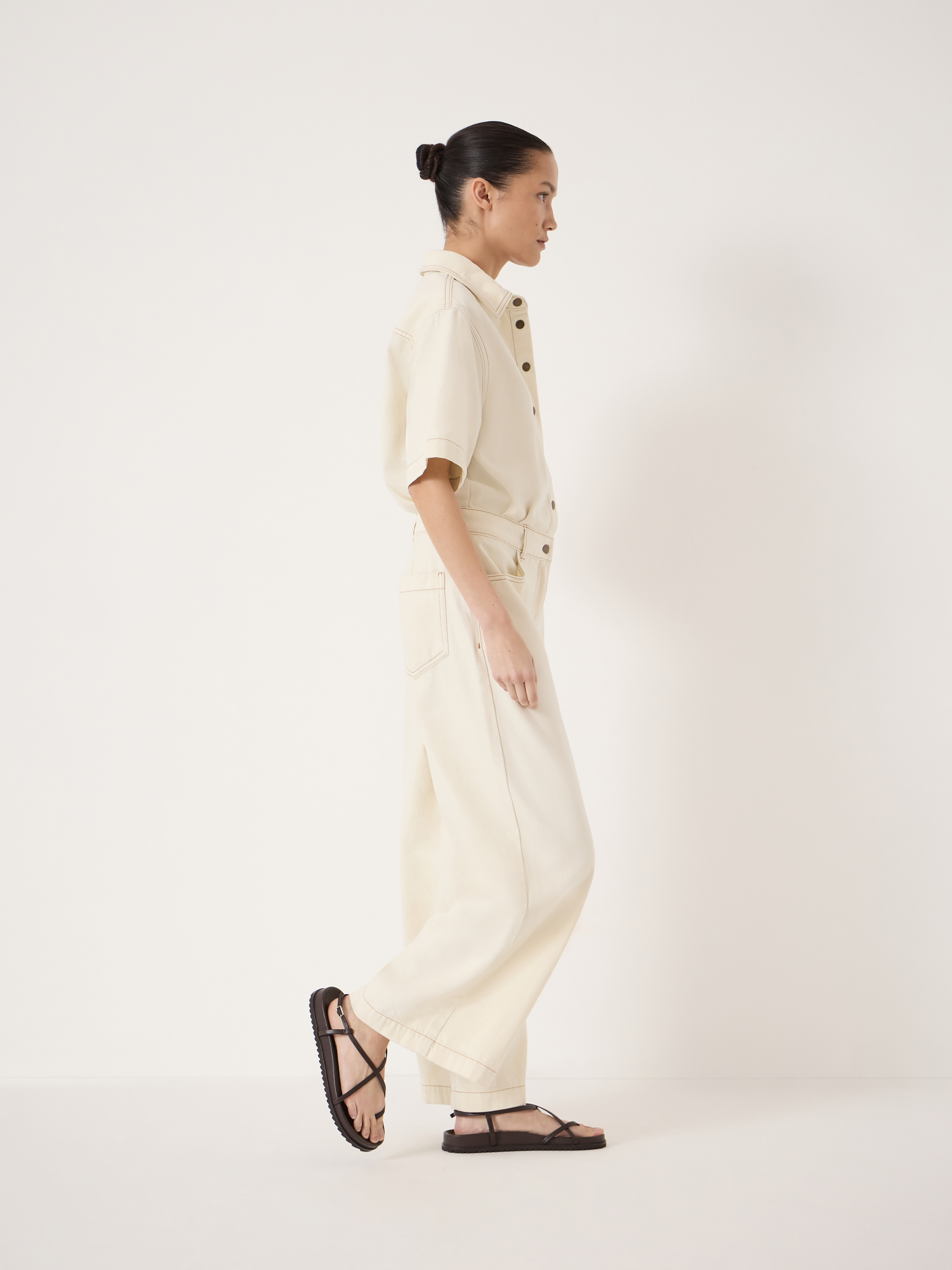 Axelle Check Wide Leg Cotton Blend Trouser