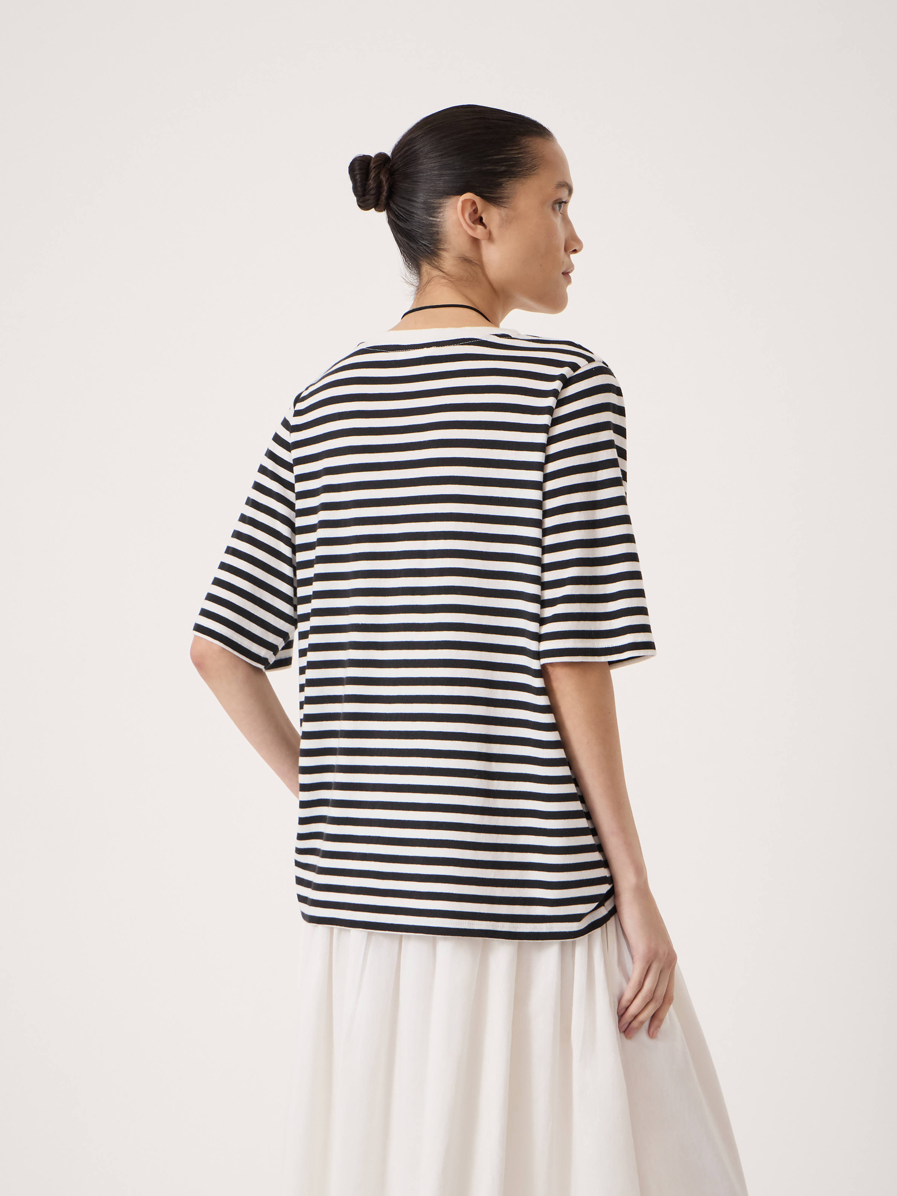 Reece Stripe V Neck Drapey T-Shirt