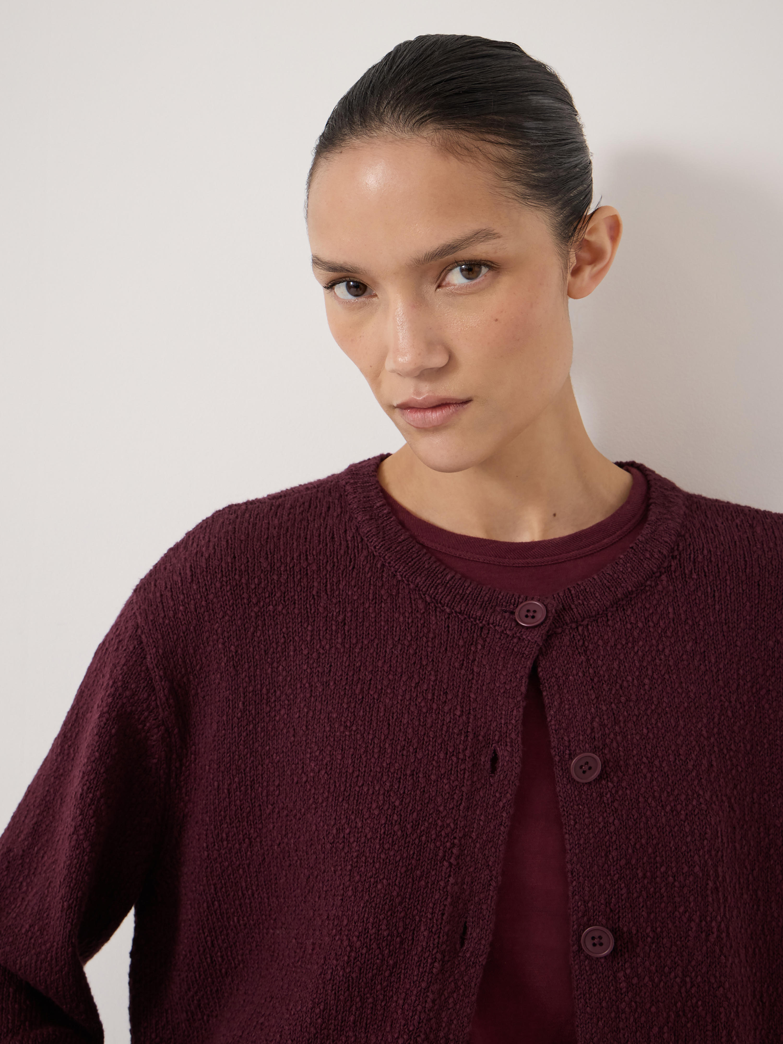 Tess Textured Cotton Blend Cardigan