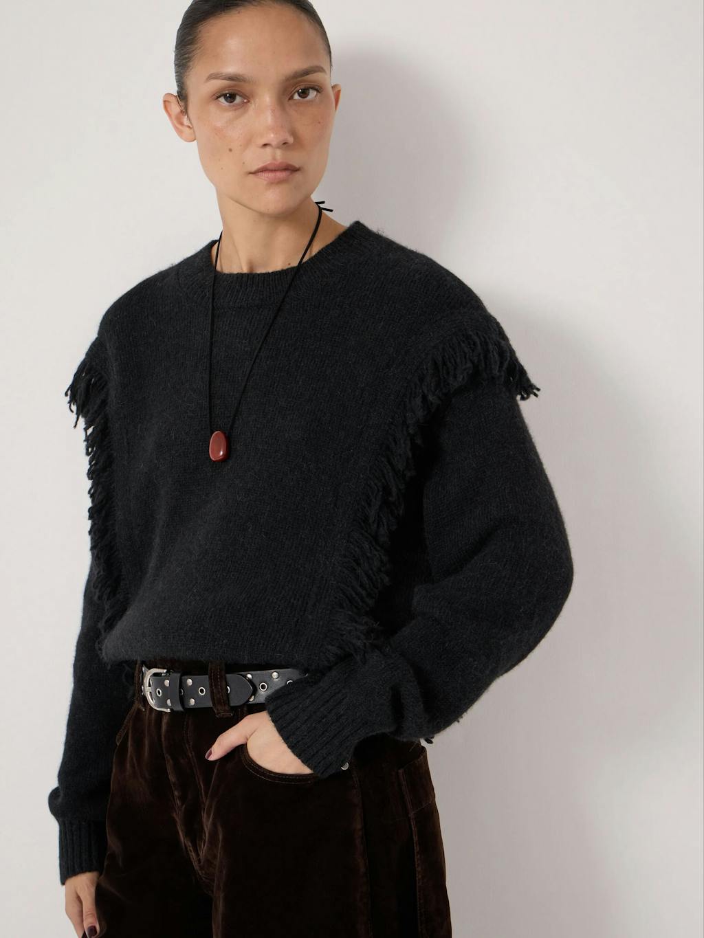 013799-0456-04 Alpaca Blend Fringe Knitted Jumper