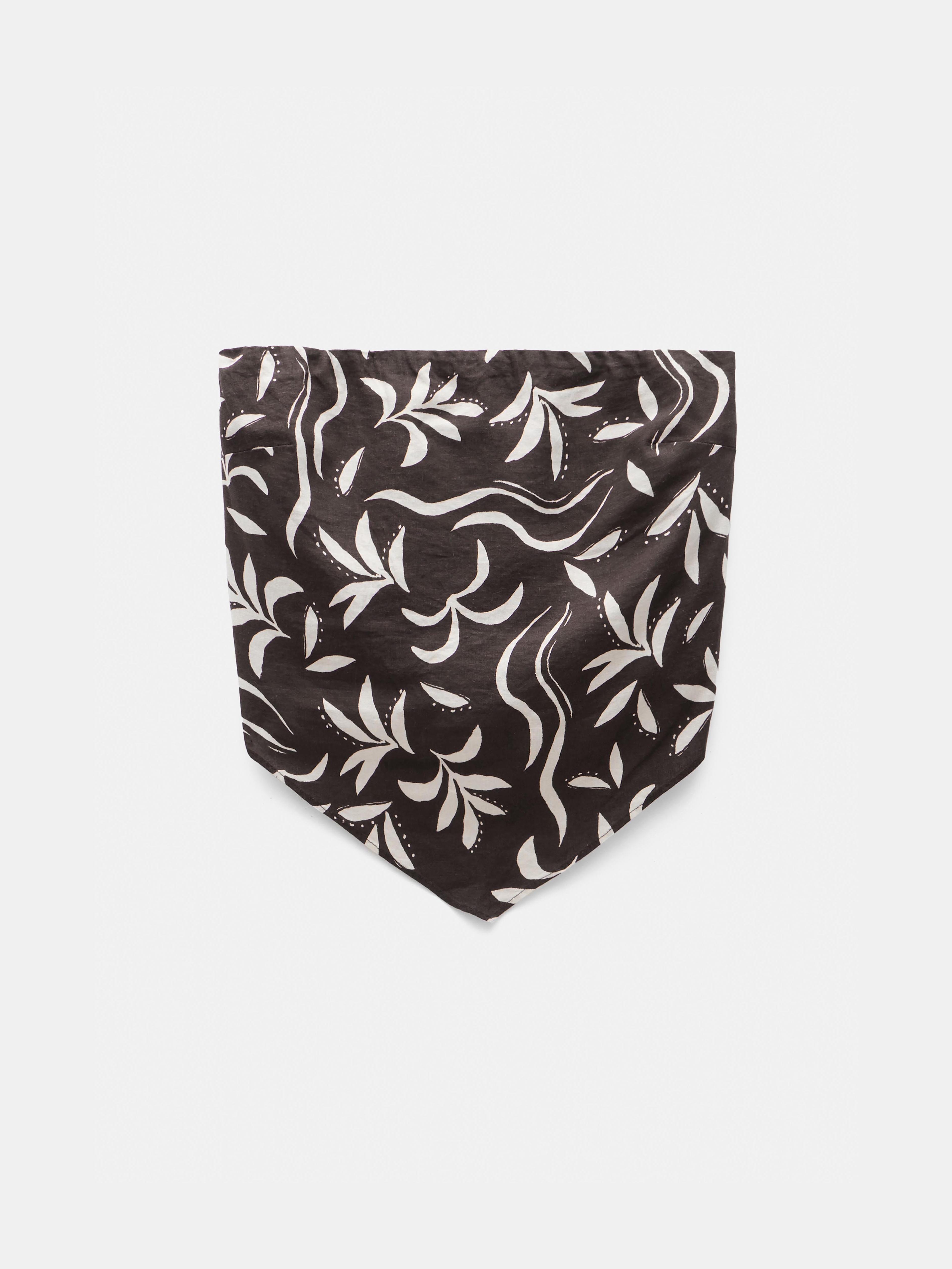 Printed Linen Blend Bandeau Top