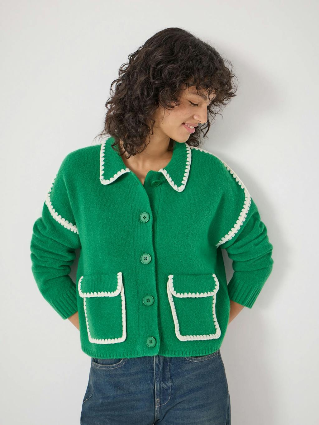 014403-2159-04 Wool Blend Whipstitch Trim Shirt Jacket