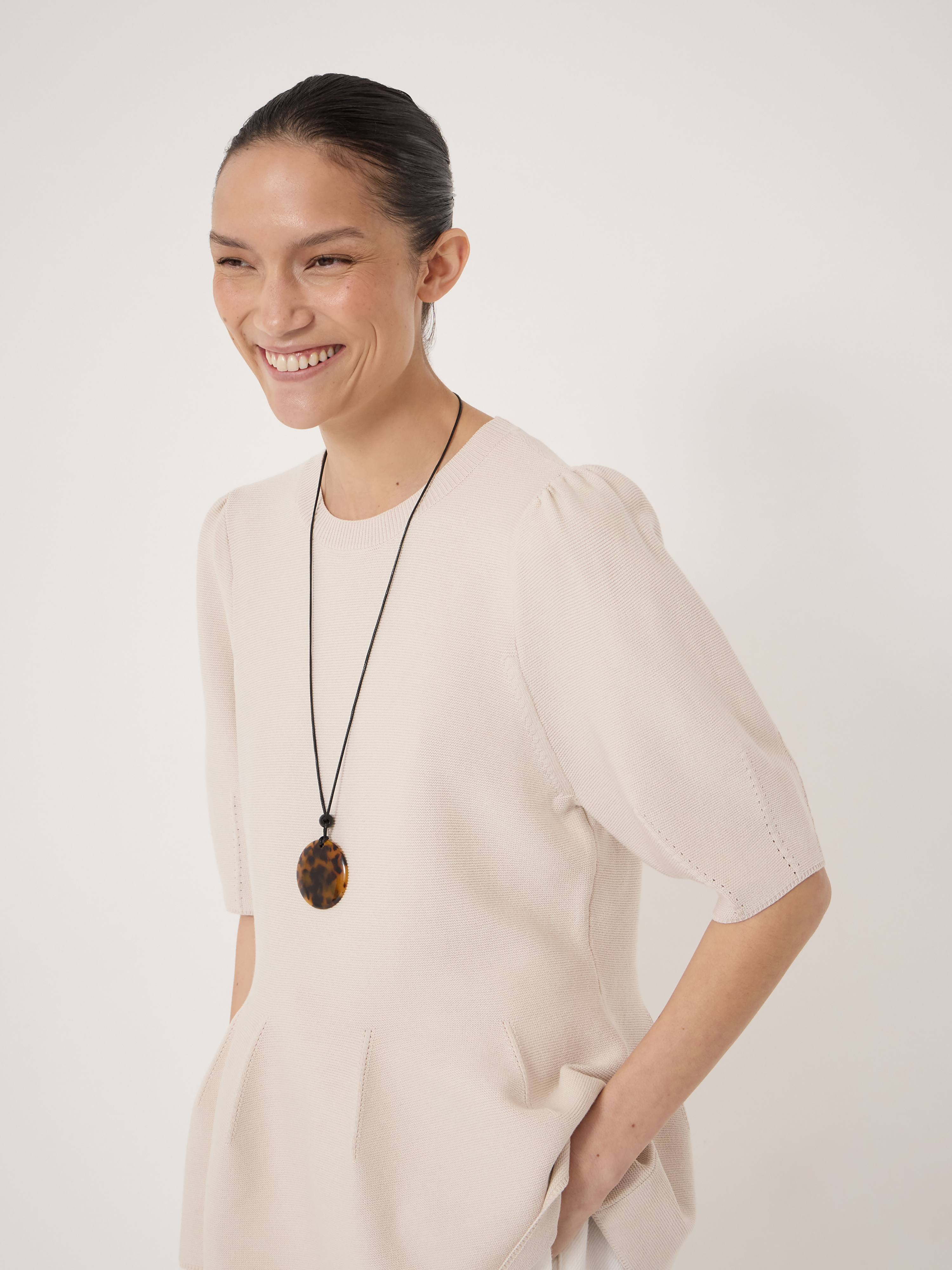 Peplum Short Sleeve Top with Wool