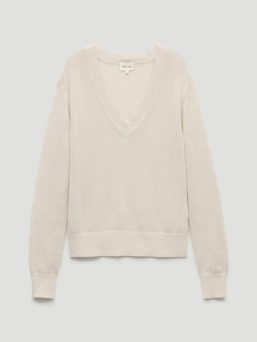 015098-0340-07 Coralie Linen Blend V Neck Jumper