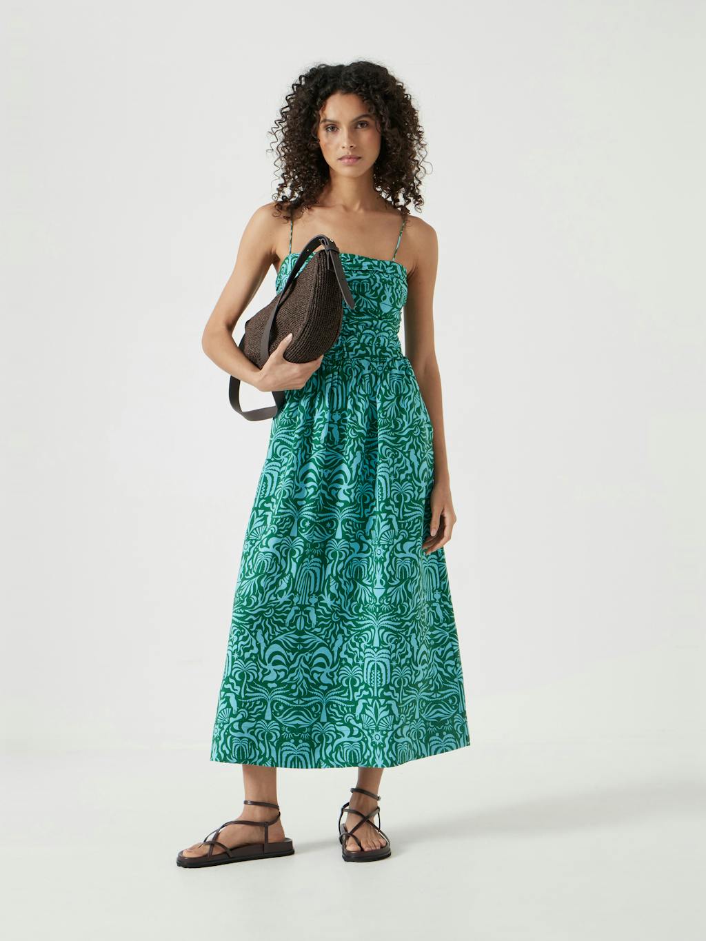 012870-4767-01 Air Flow Strappy Gathered Midi Dress