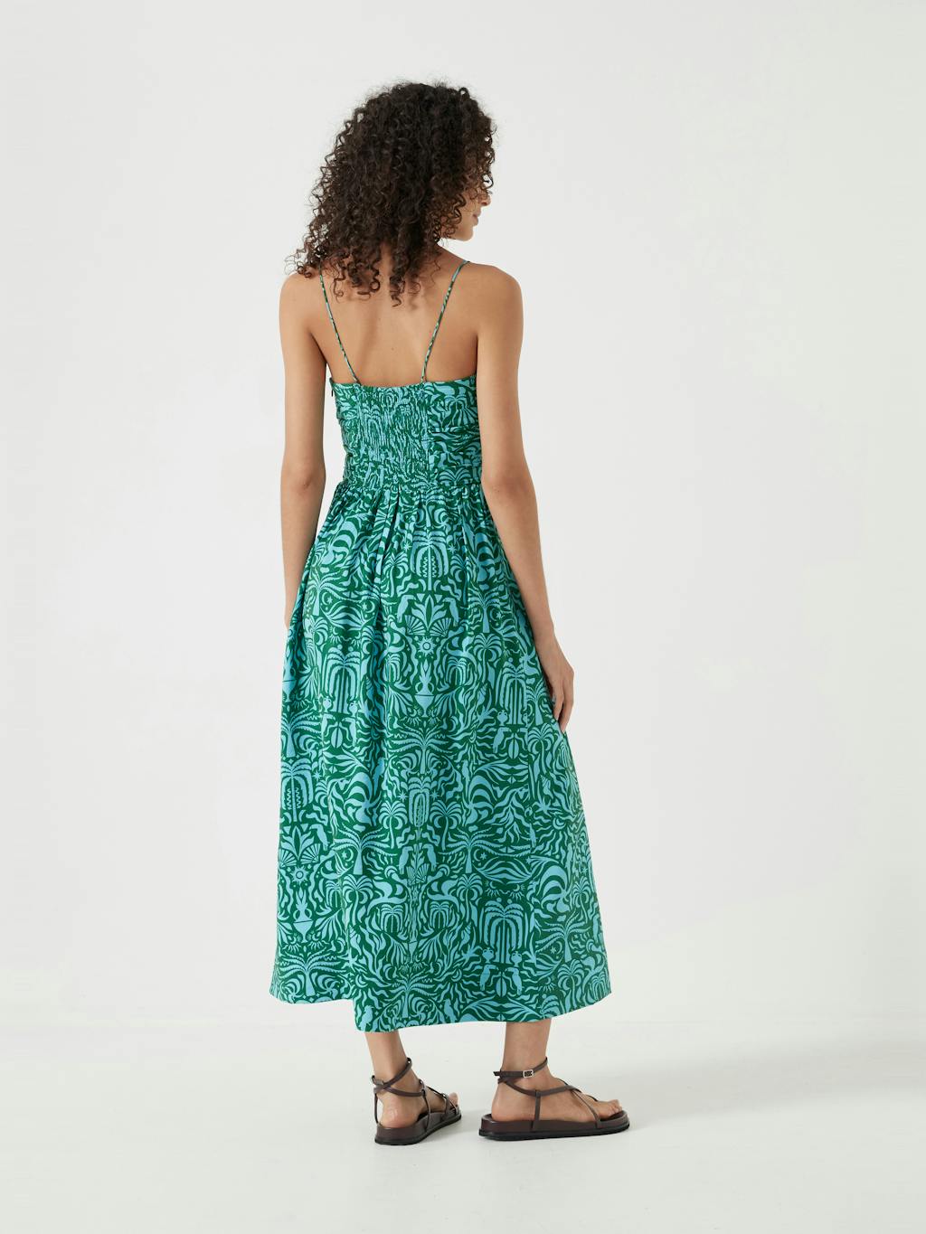 012870-4767-03 Air Flow Strappy Gathered Midi Dress