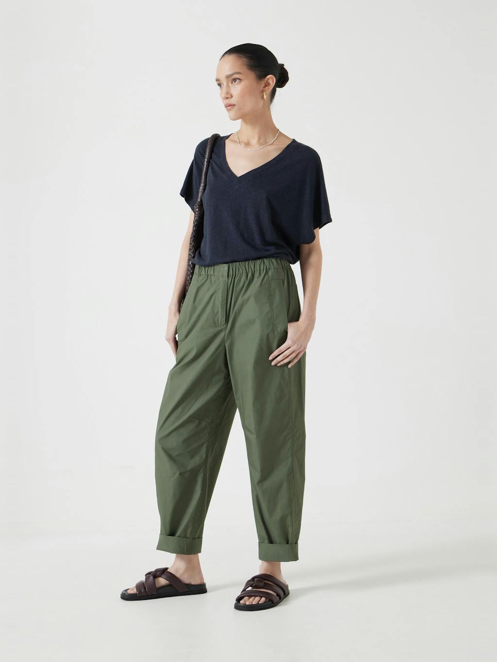 013277-2012-01 Jack Barrel Leg Pull On Lightweight Cotton Trousers