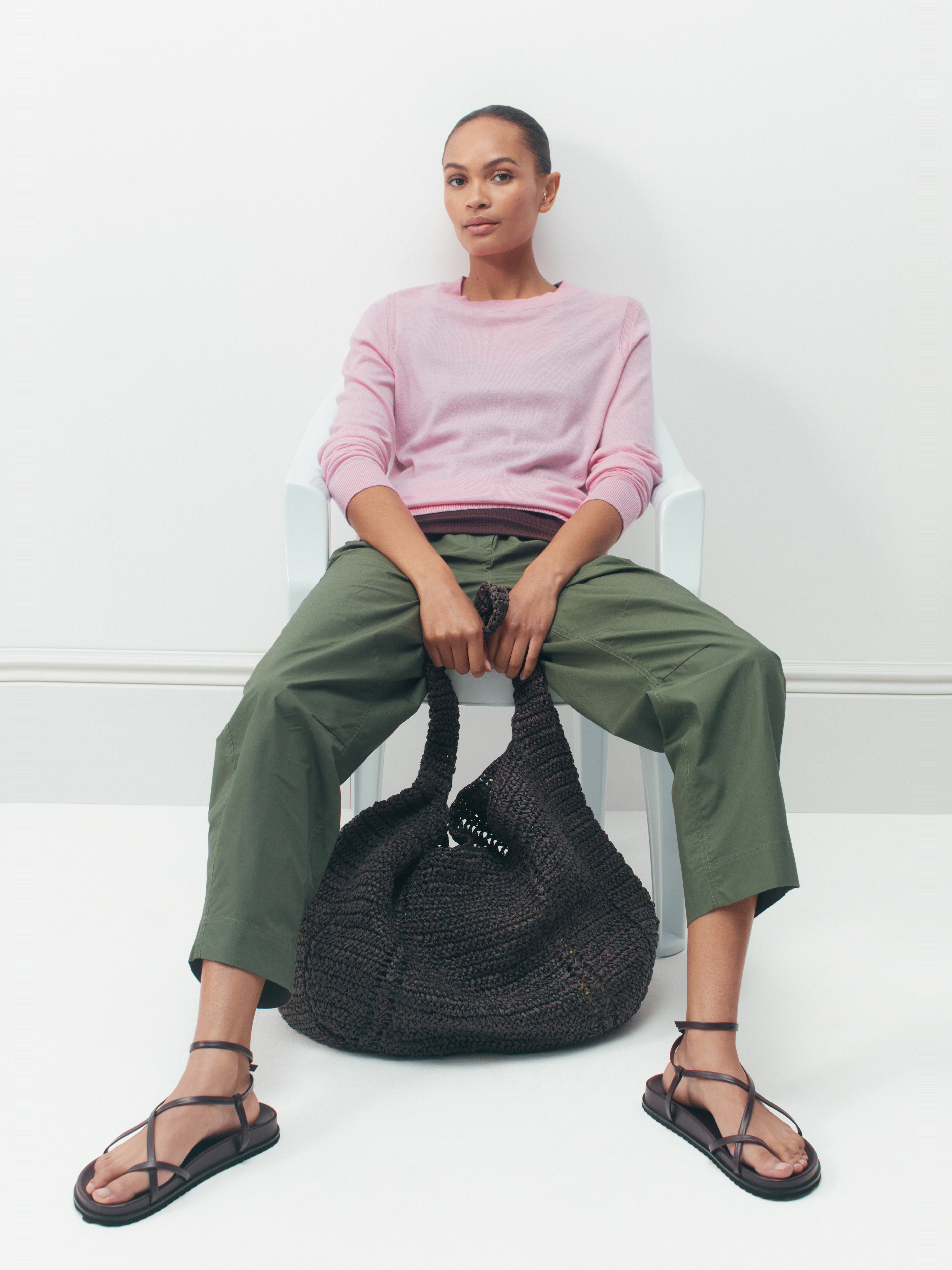 Jack Barrel Leg Pull On Lightweight Cotton Trousers