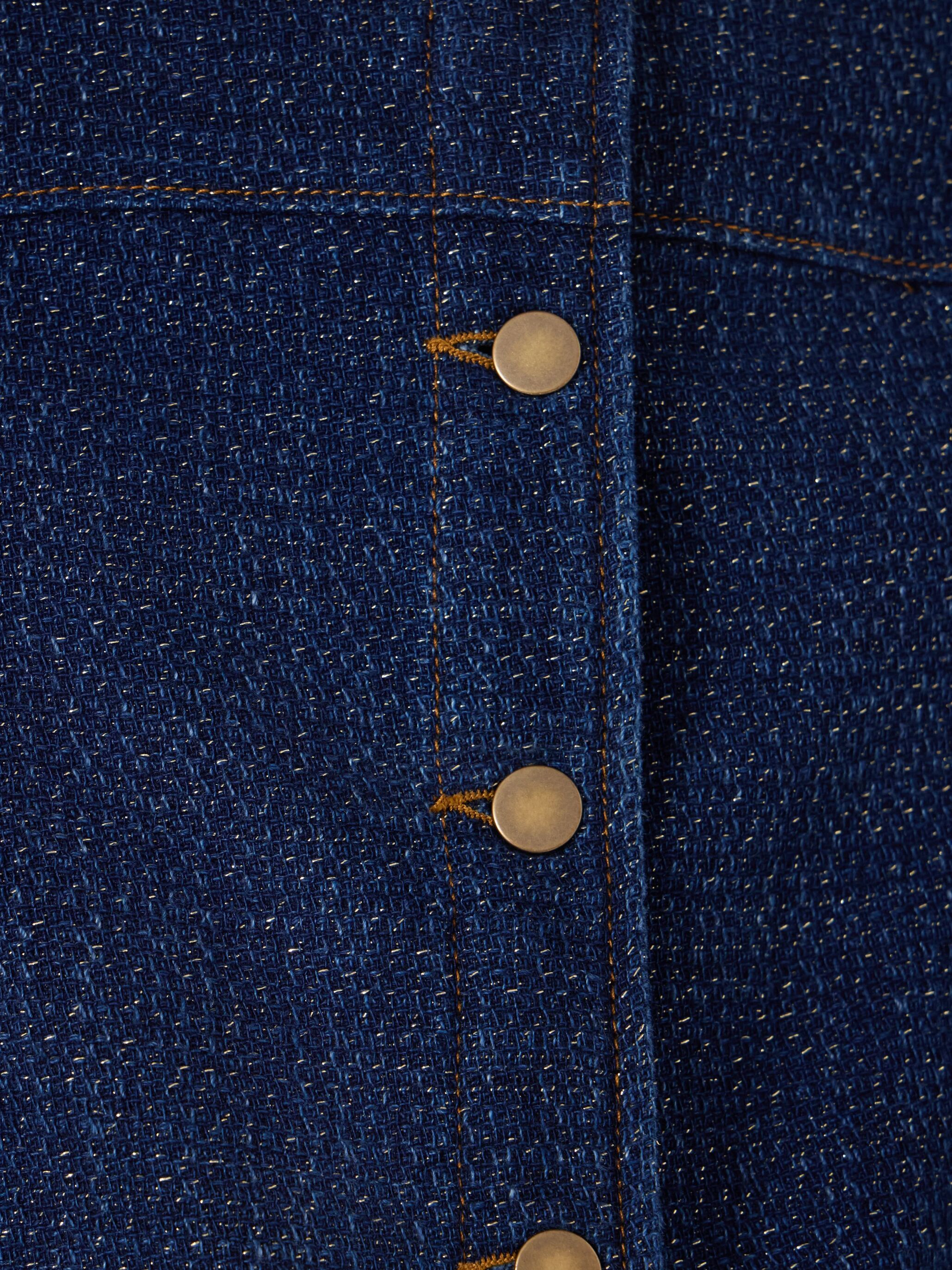 Collarless Lurex Denim Jacket