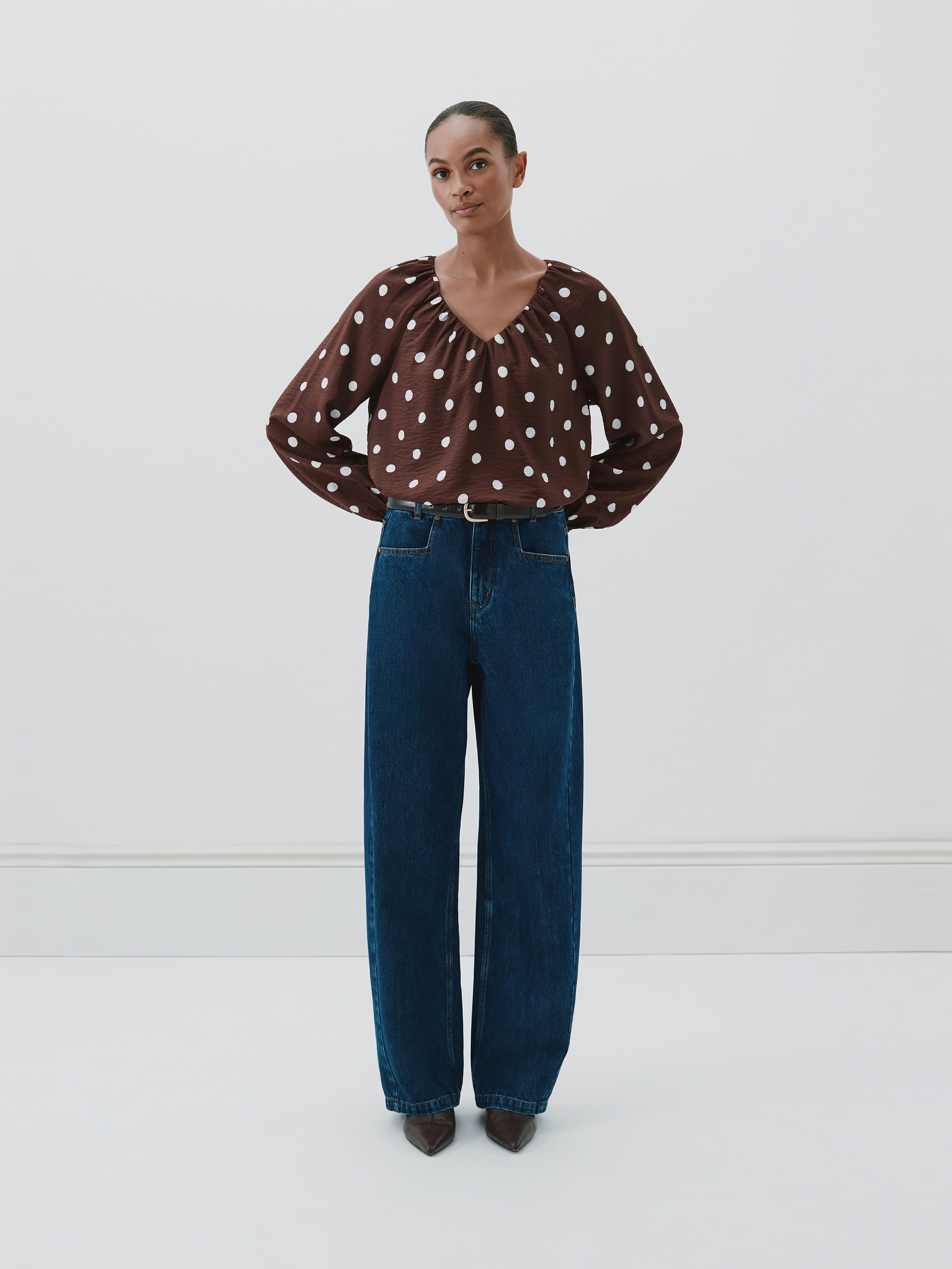 Printed Airflow V Neck Blouse