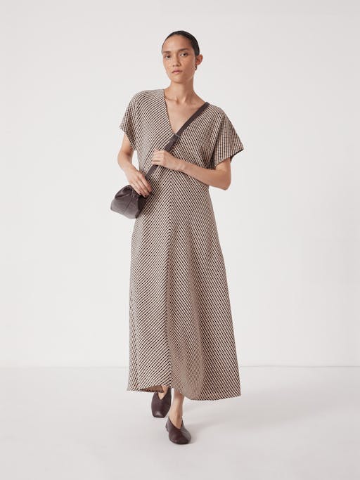 Grace Jersey Gingham Check V-Neck Maxi Dress