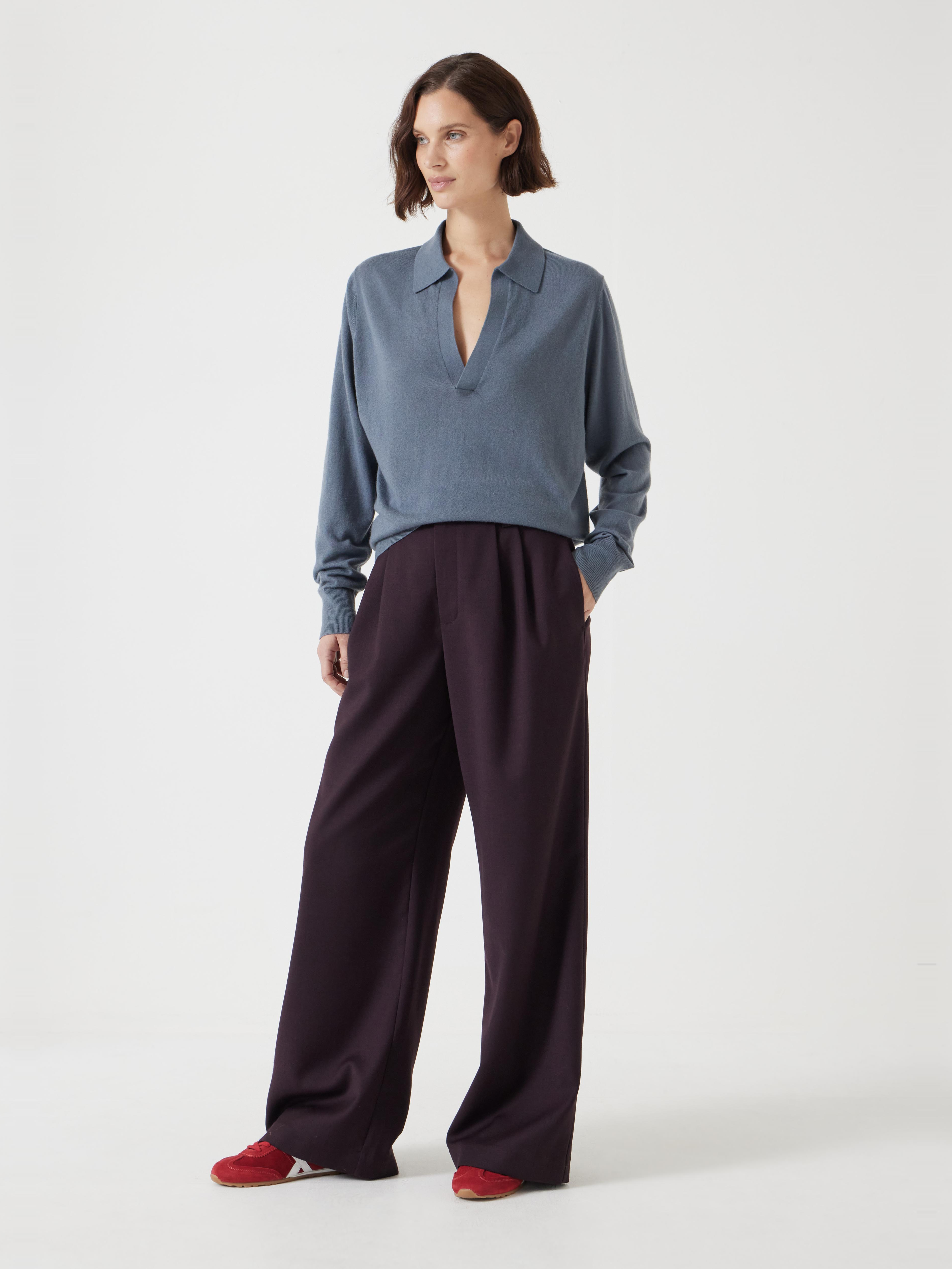 Wool Blend Polo Knitted Jumper