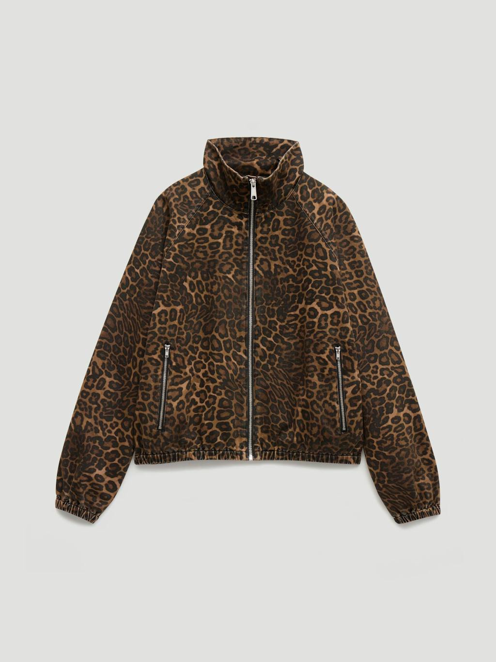 015470-4728-07 Lumi Funnel Neck Leopard Print Bomber Jacket