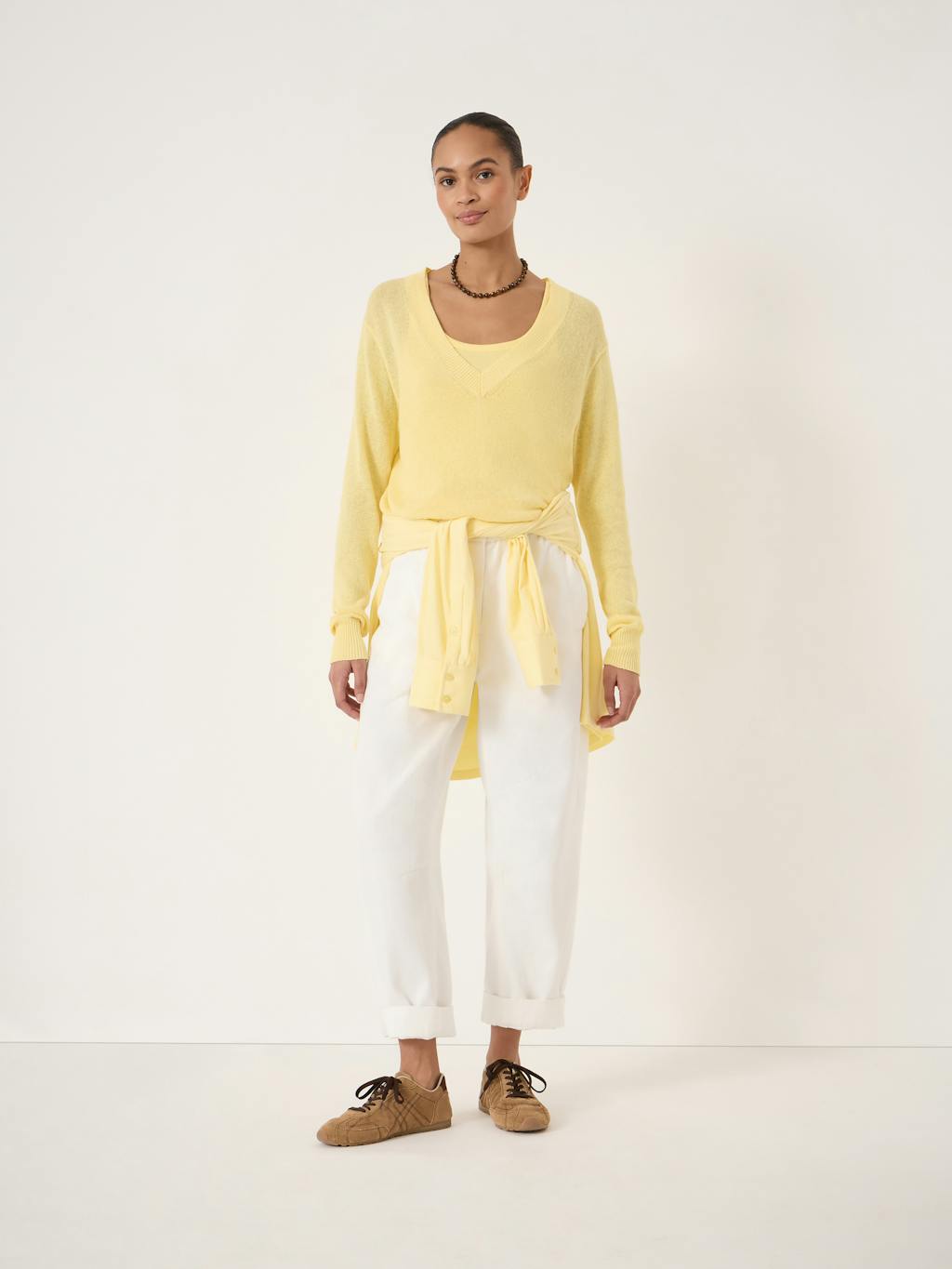 015098-0754-01 Coralie Linen Blend V Neck Jumper