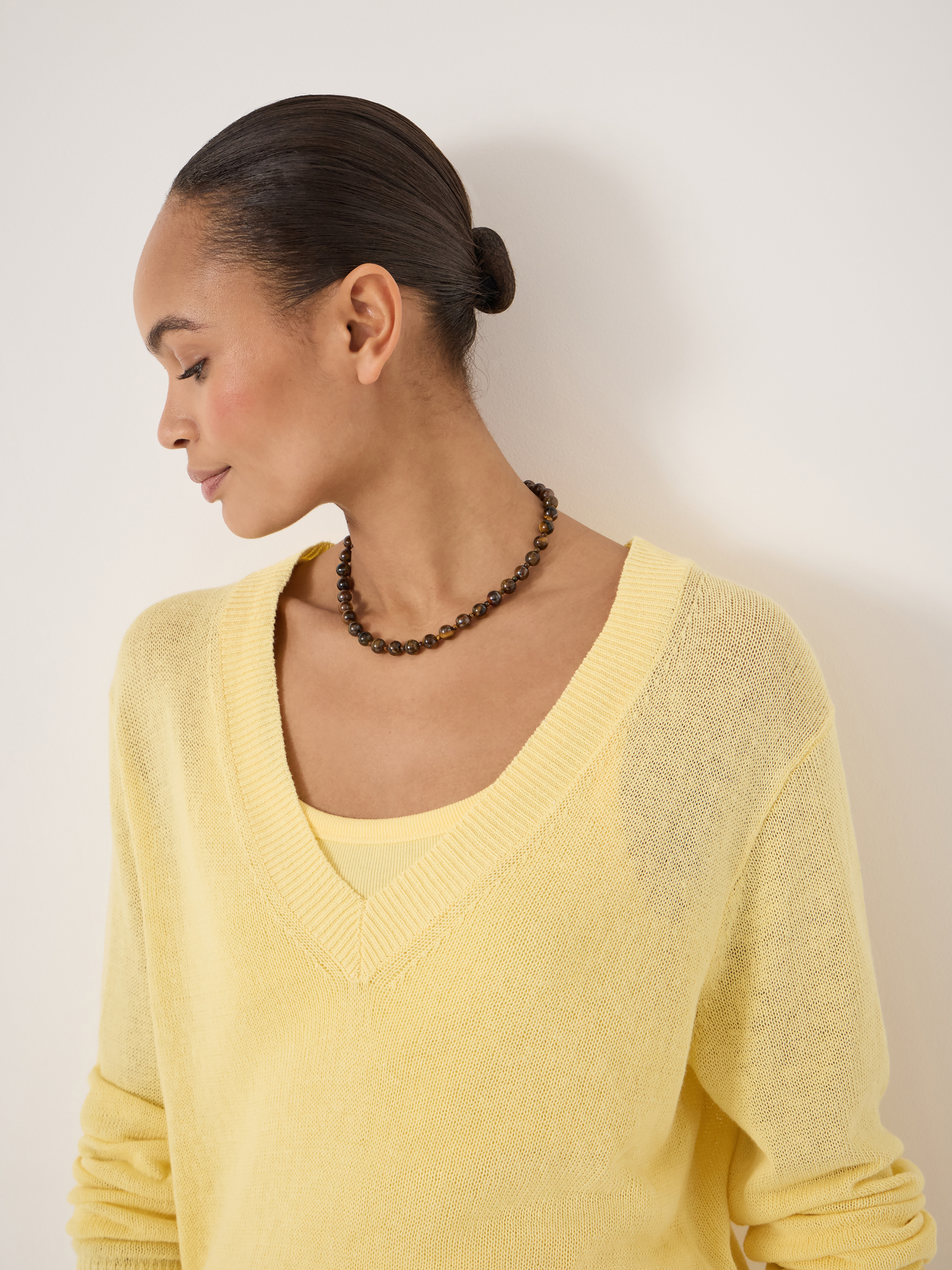 Coralie Linen Blend V Neck Jumper