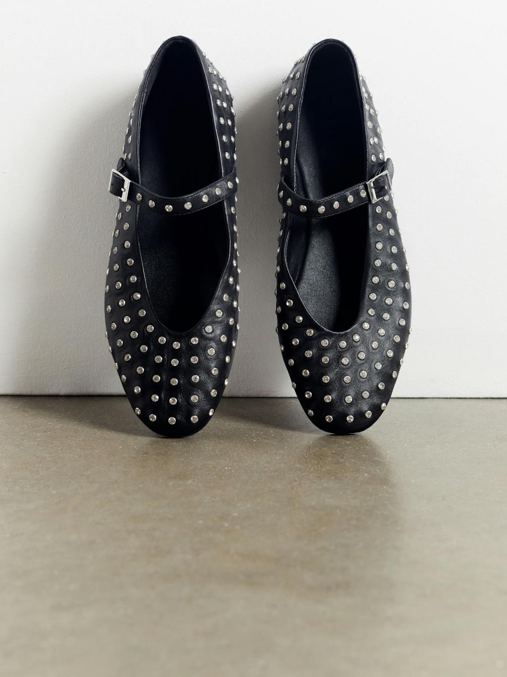 011775-0456-10 Diamante Studded Leather Mary Jane Flats