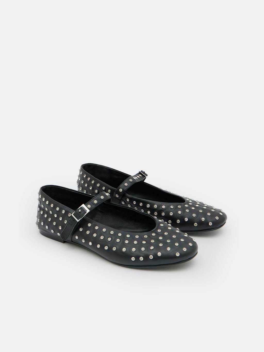 011775-0456-03 Diamante Studded Leather Mary Jane Flats