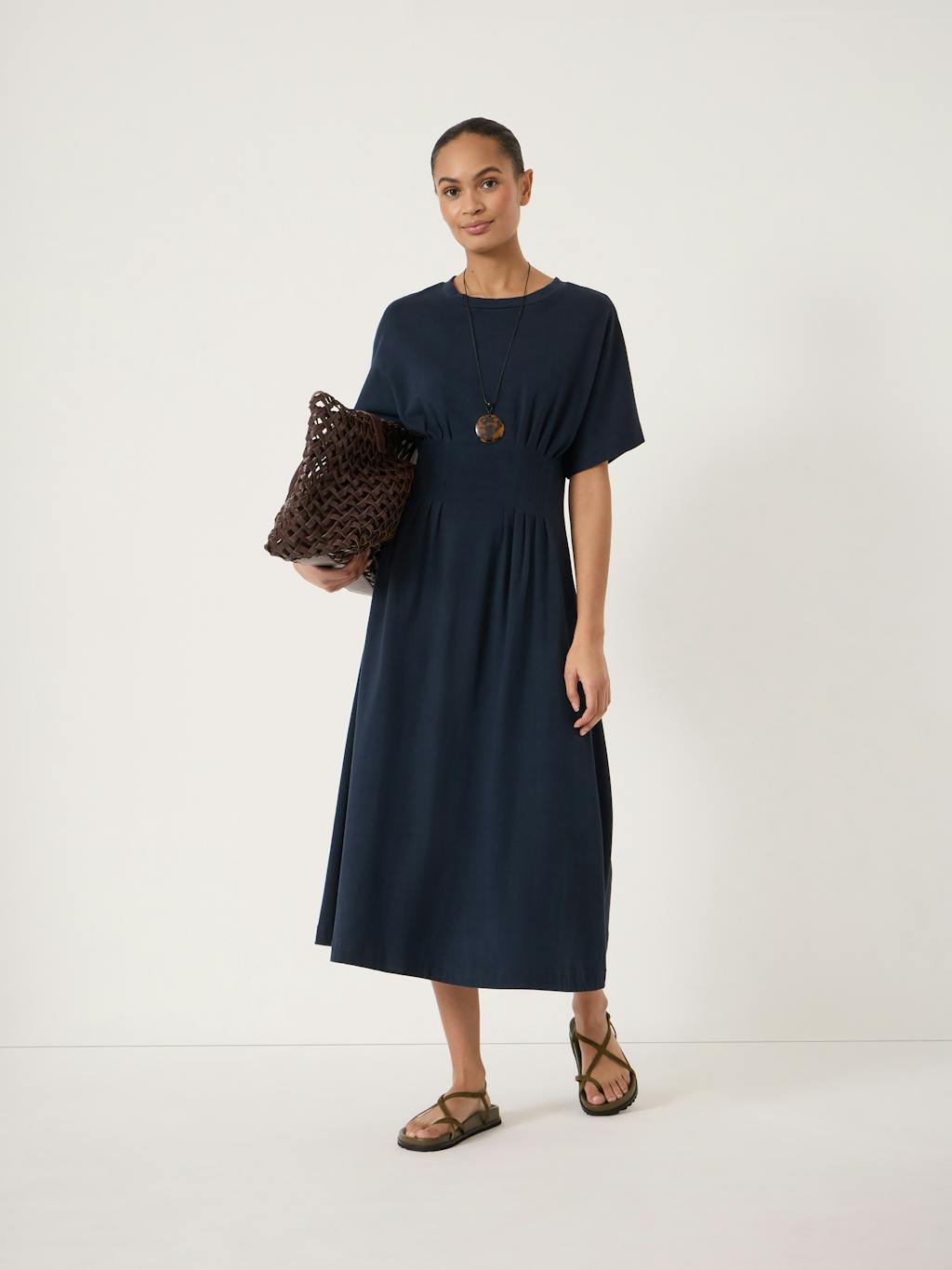 015128-1658-01 Esta Pintuck Jersey Midi Dress