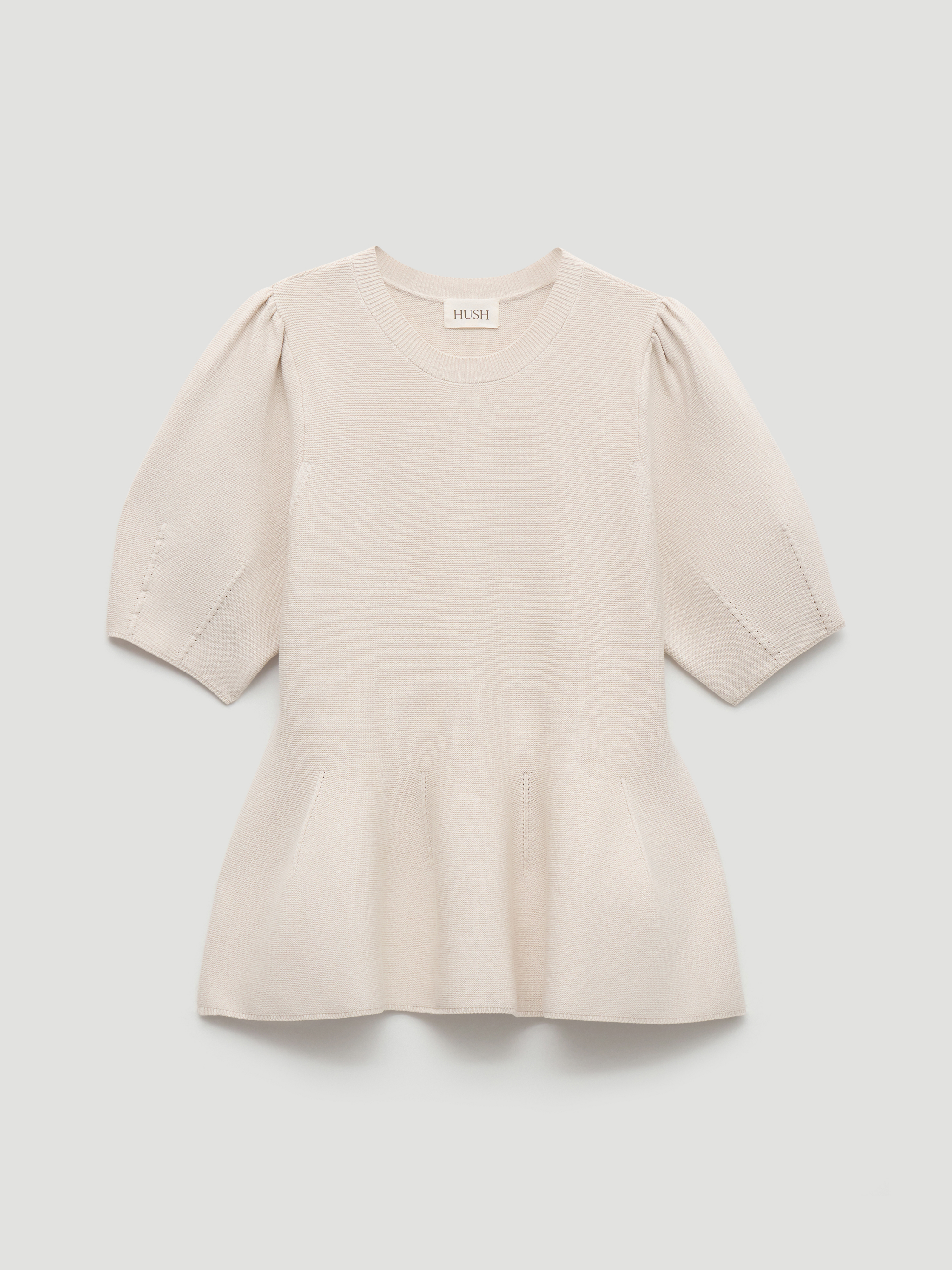 Peplum Short Sleeve Top with Wool