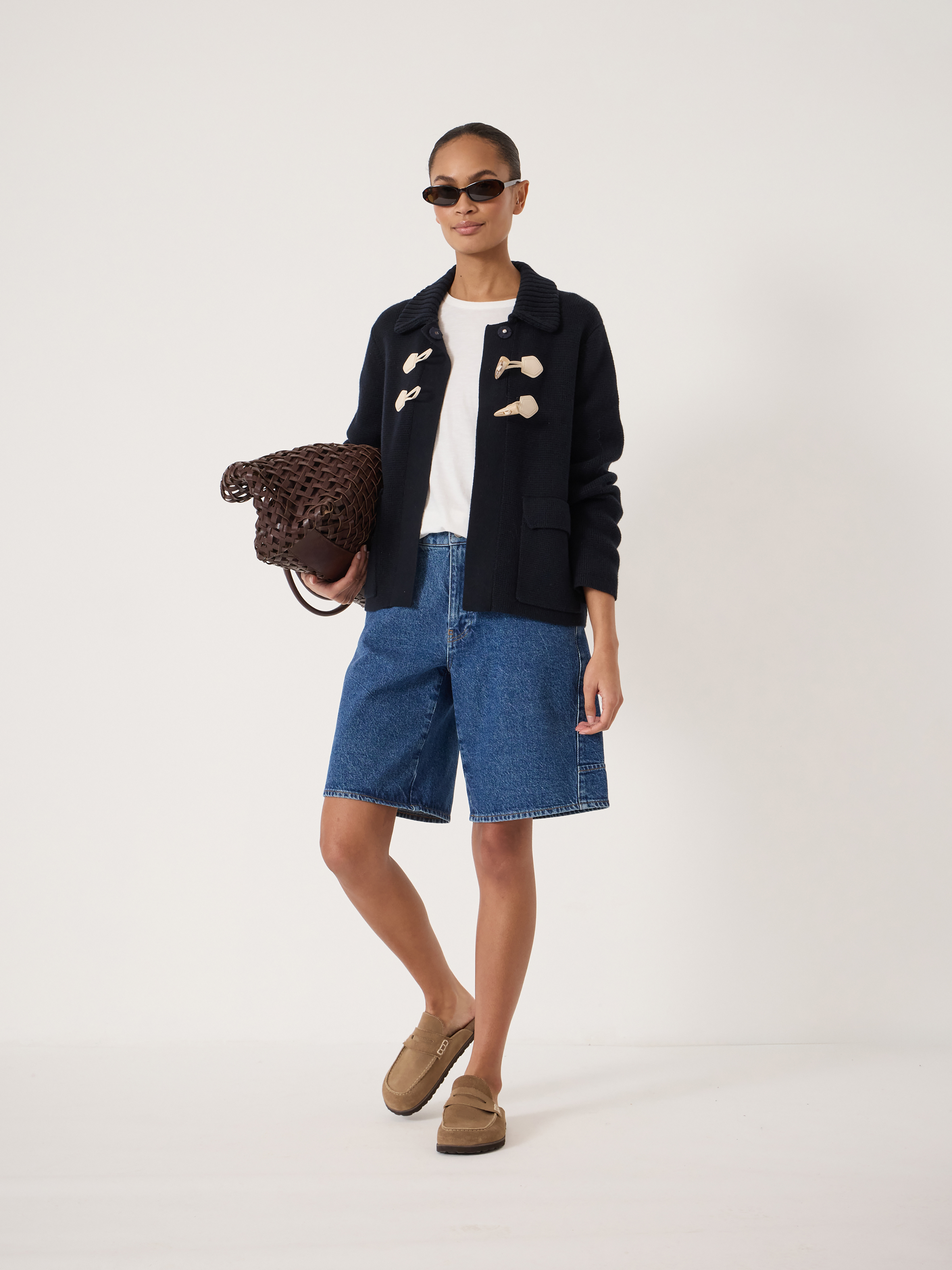 Dora Duffel Trim Wool Blend Cardigan