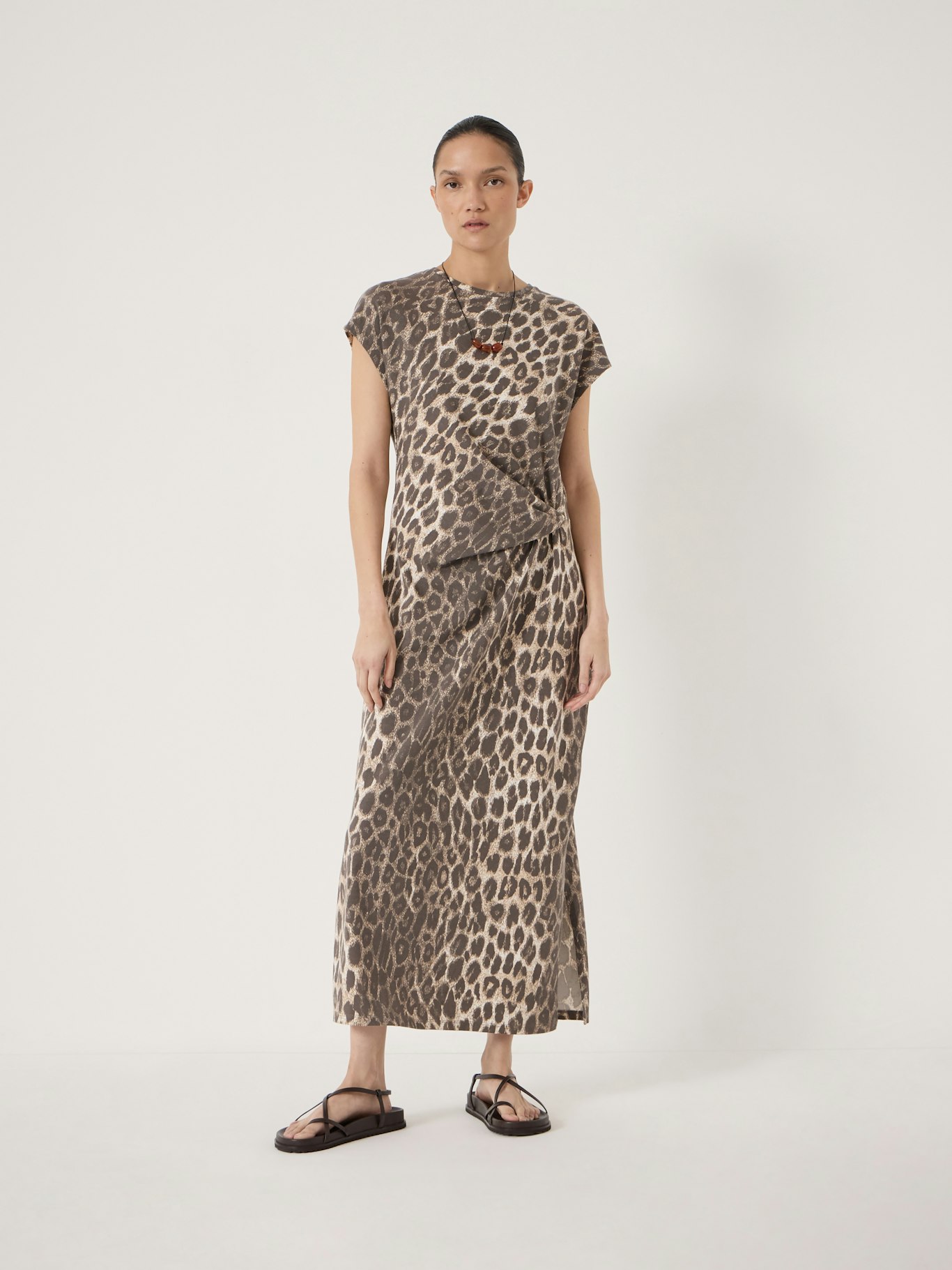 014591-4911-01 Athena Twist-Detail Jersey Midi Dress