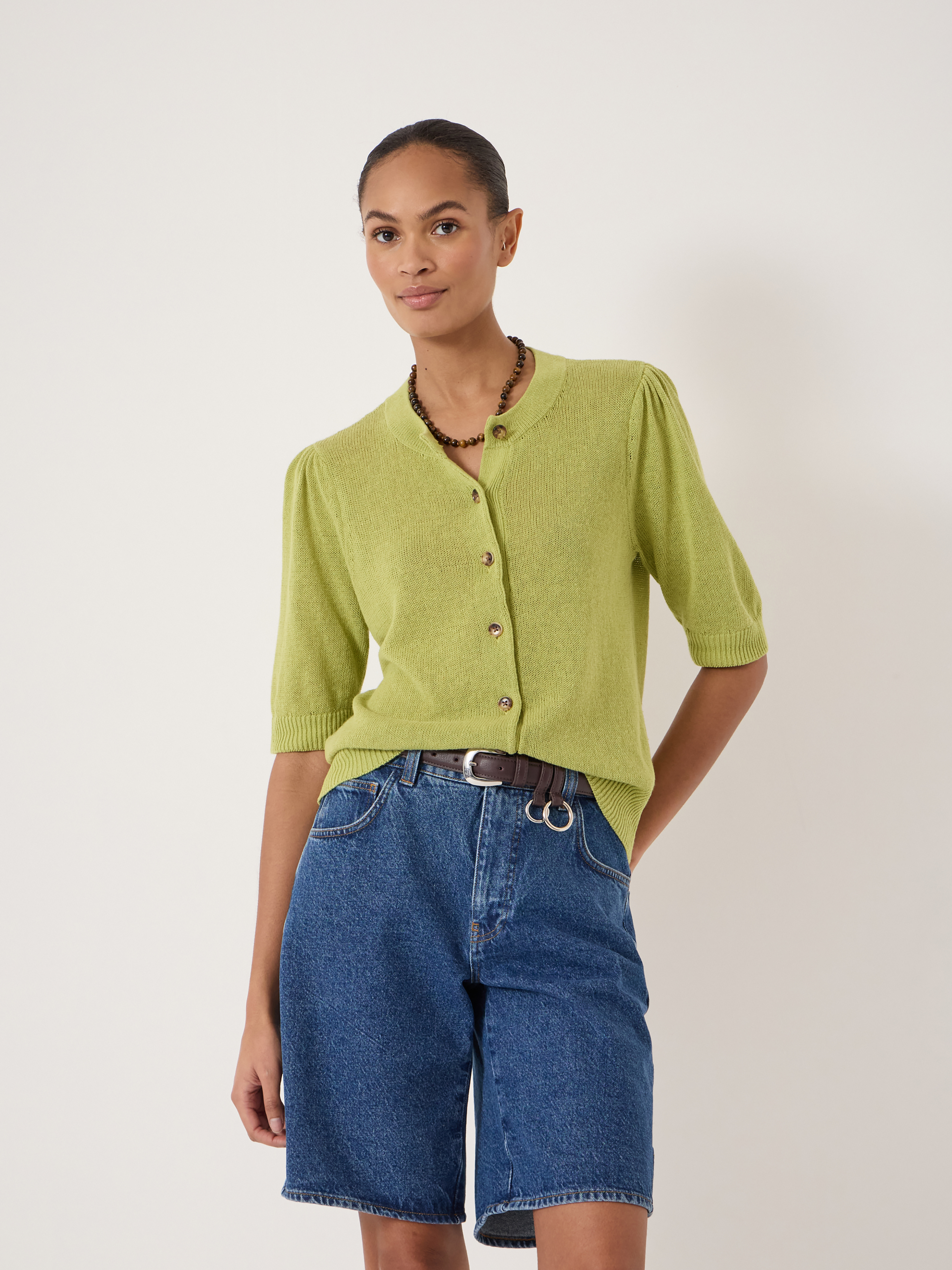 Celeste Short Sleeve Linen Blend Cardigan