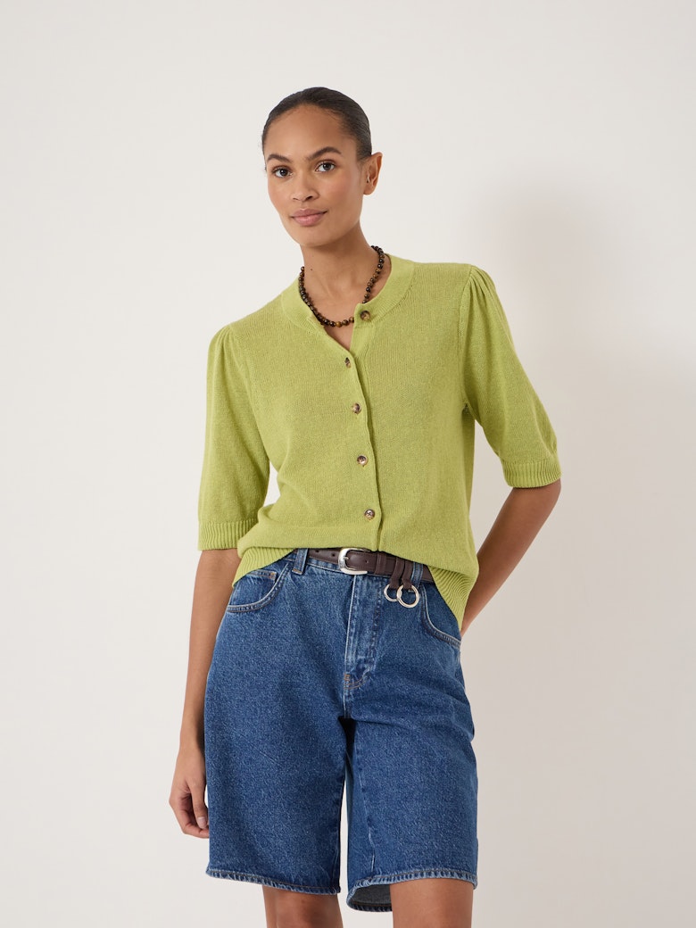 Celeste Short Sleeve Linen Blend Cardigan