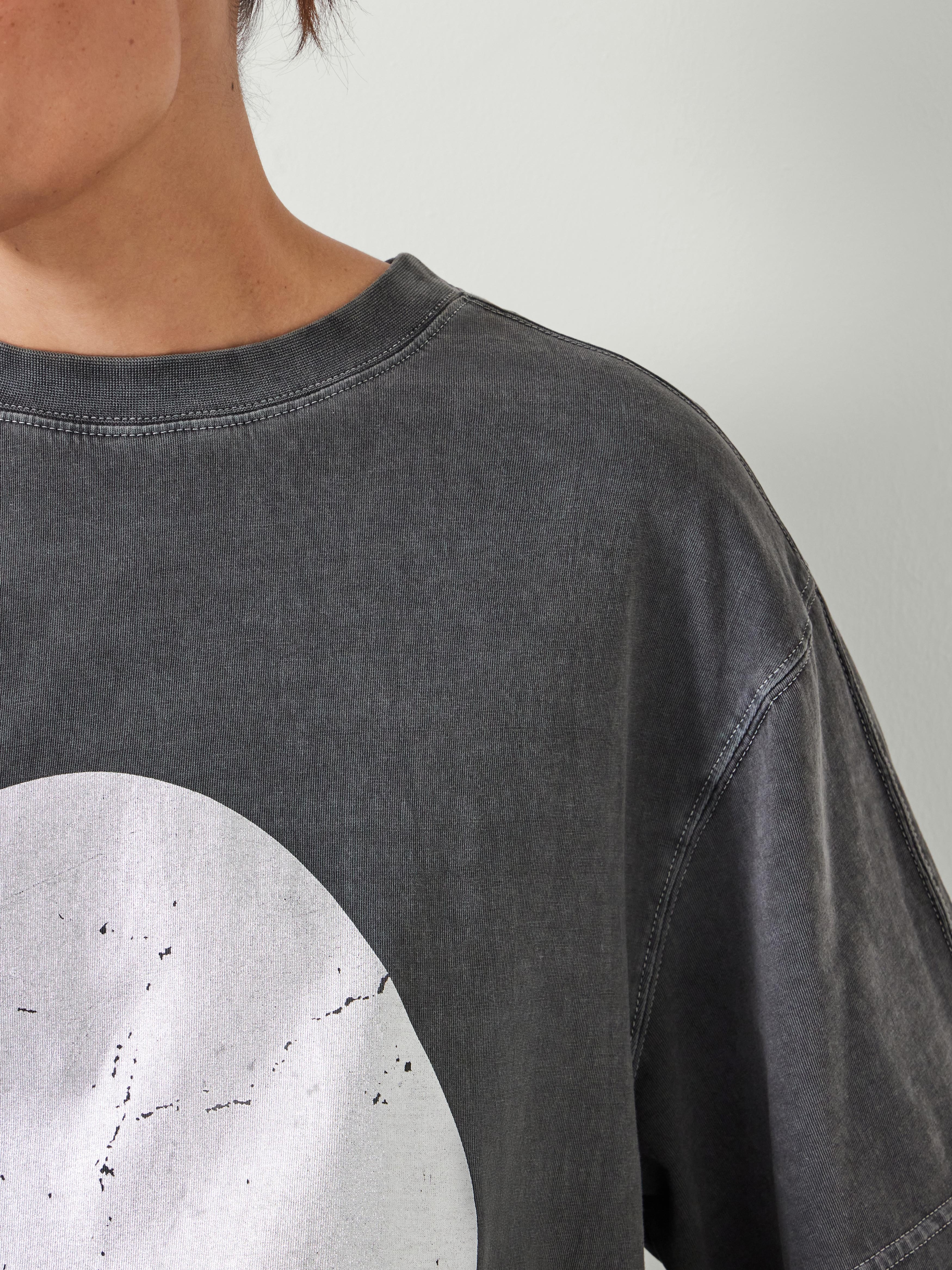 Metallic Print Oversized Graphic T-Shirt