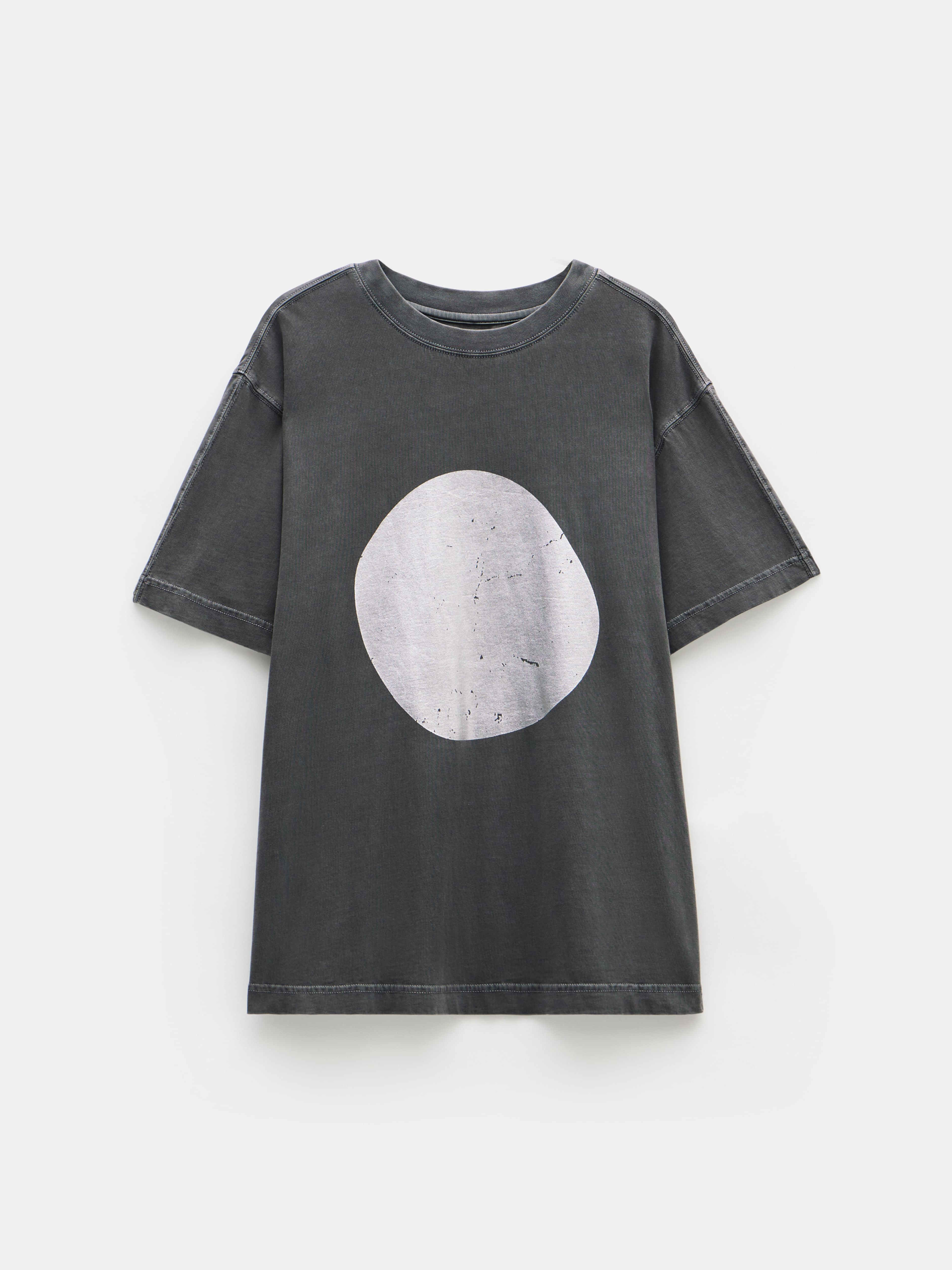 Metallic Print Oversized Graphic T-Shirt
