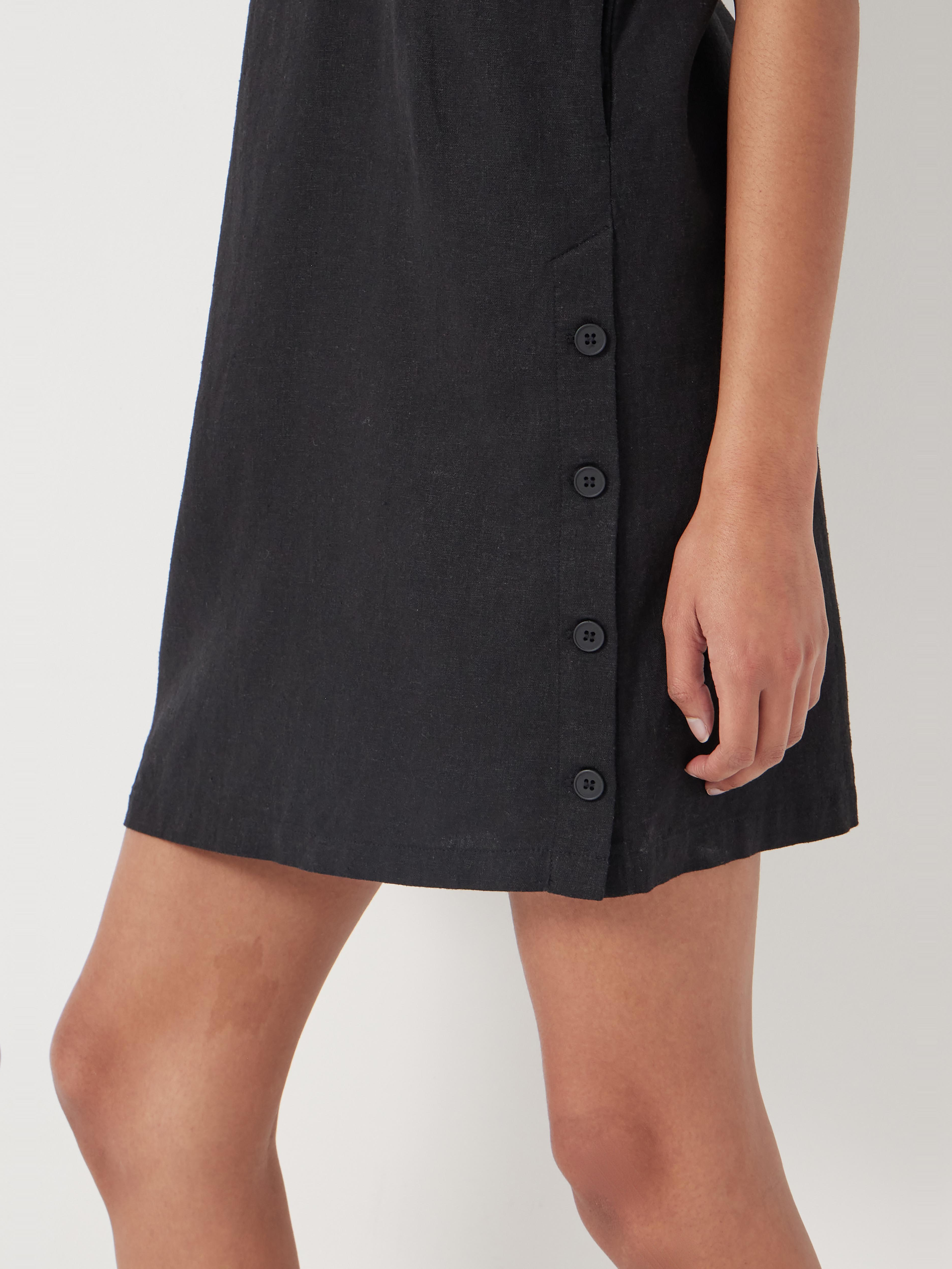 Square Neck Linen Blend Mini Dress