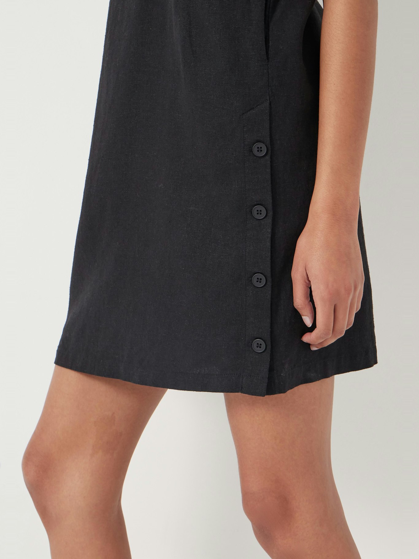 013847-0453-02 Square Neck Linen Blend Mini Dress