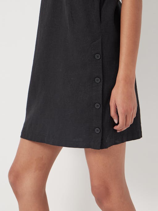 Square Neck Linen Blend Mini Dress