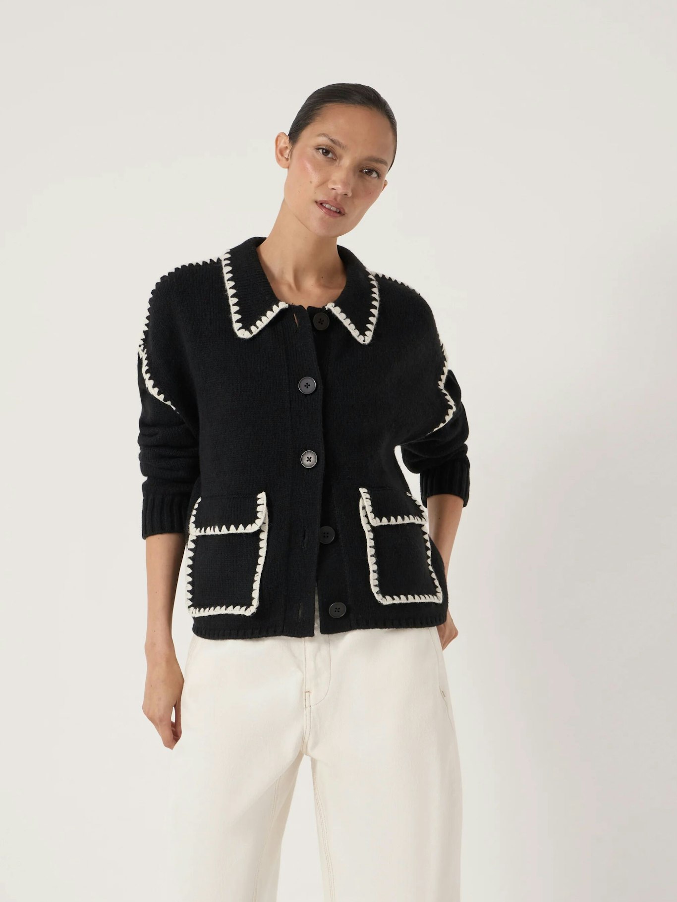 014145-0456-01 Wool Blend Whipstitch Trim Shirt Jacket